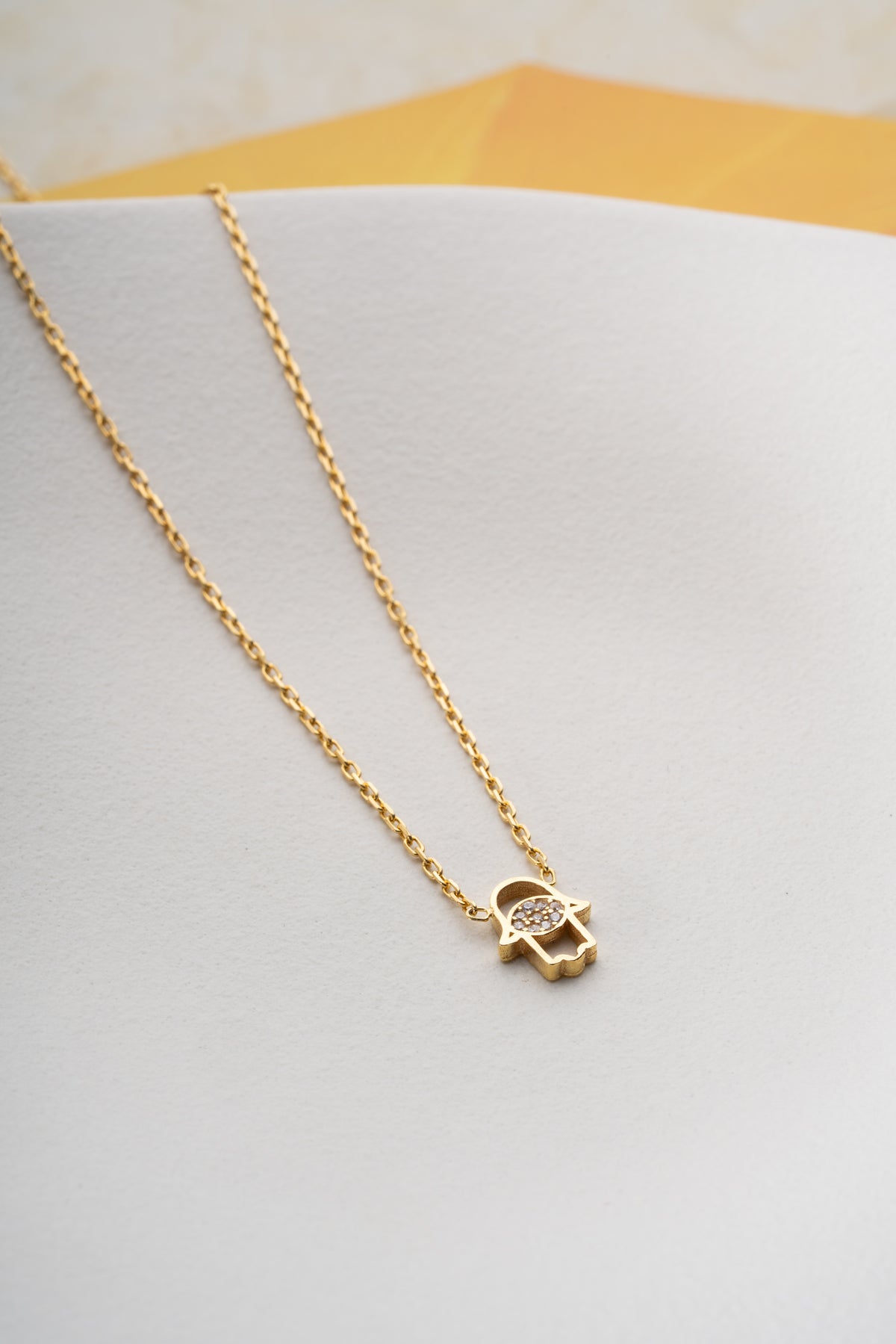 Hamsa Hand Pave Pendant Necklace