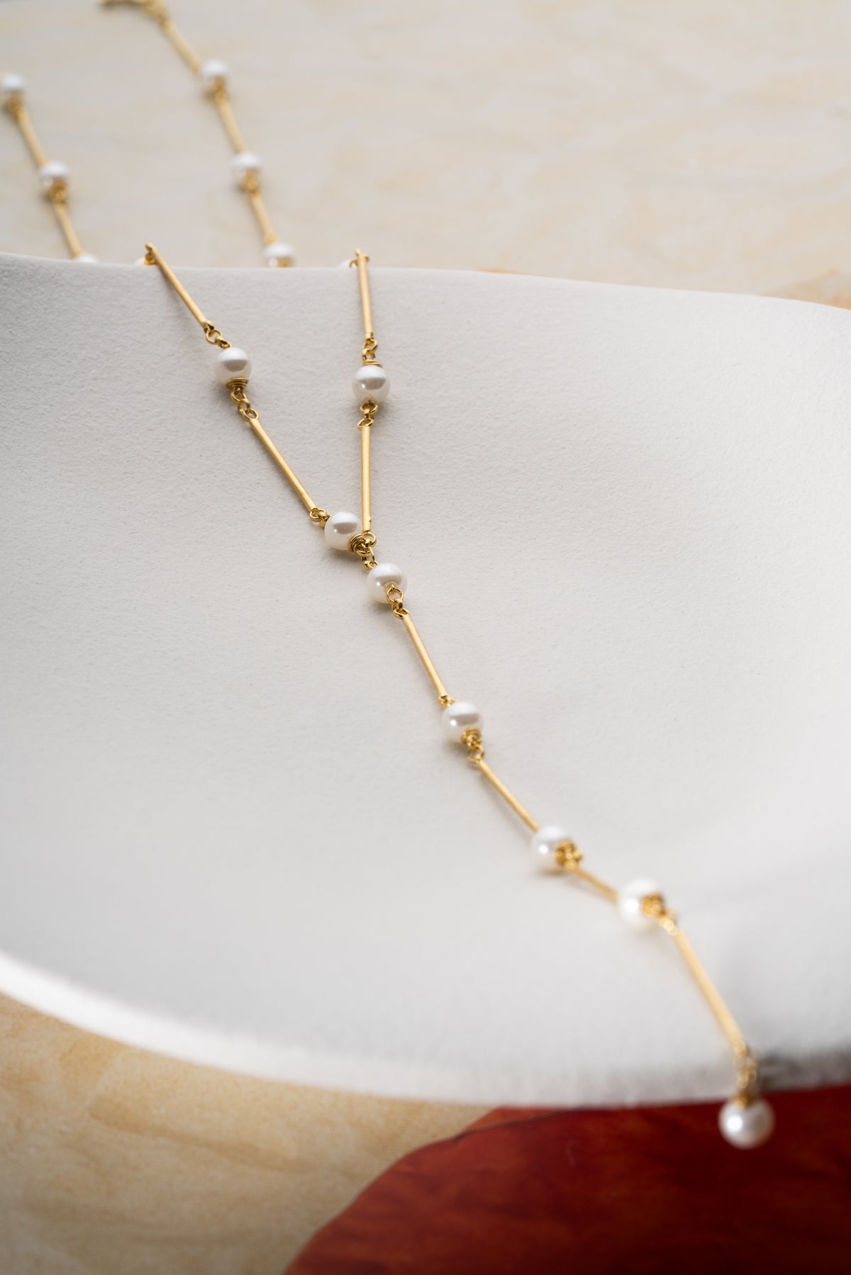 Pearl Station Lariat Necklace