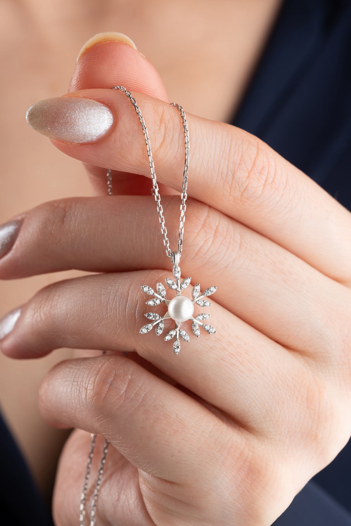 Pearl Snowflake Pendant Necklace