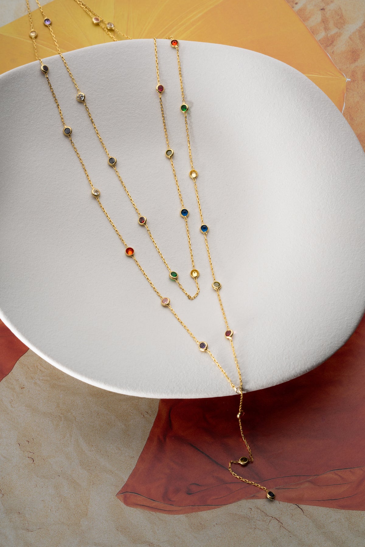 Rainbow Gemstone Layered Necklace