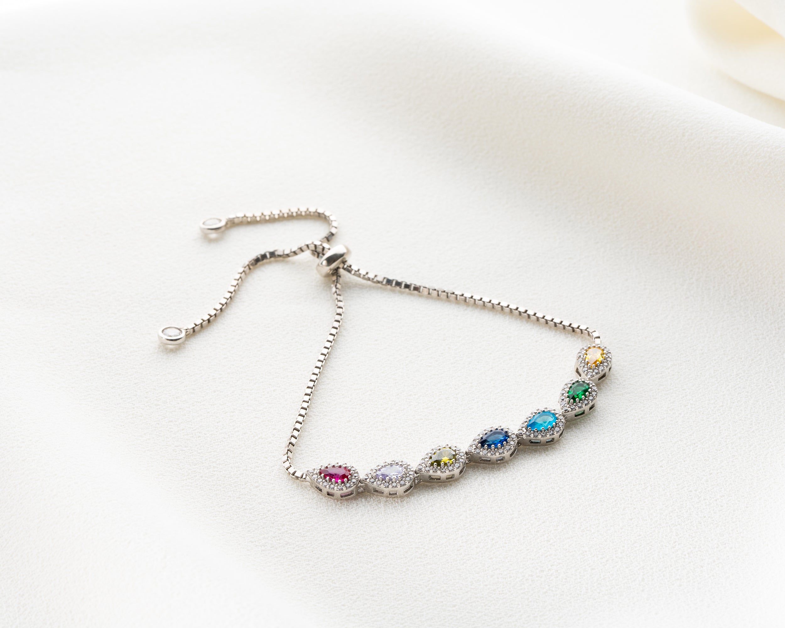 Custom Teardrop Birthstone Family Bracelet