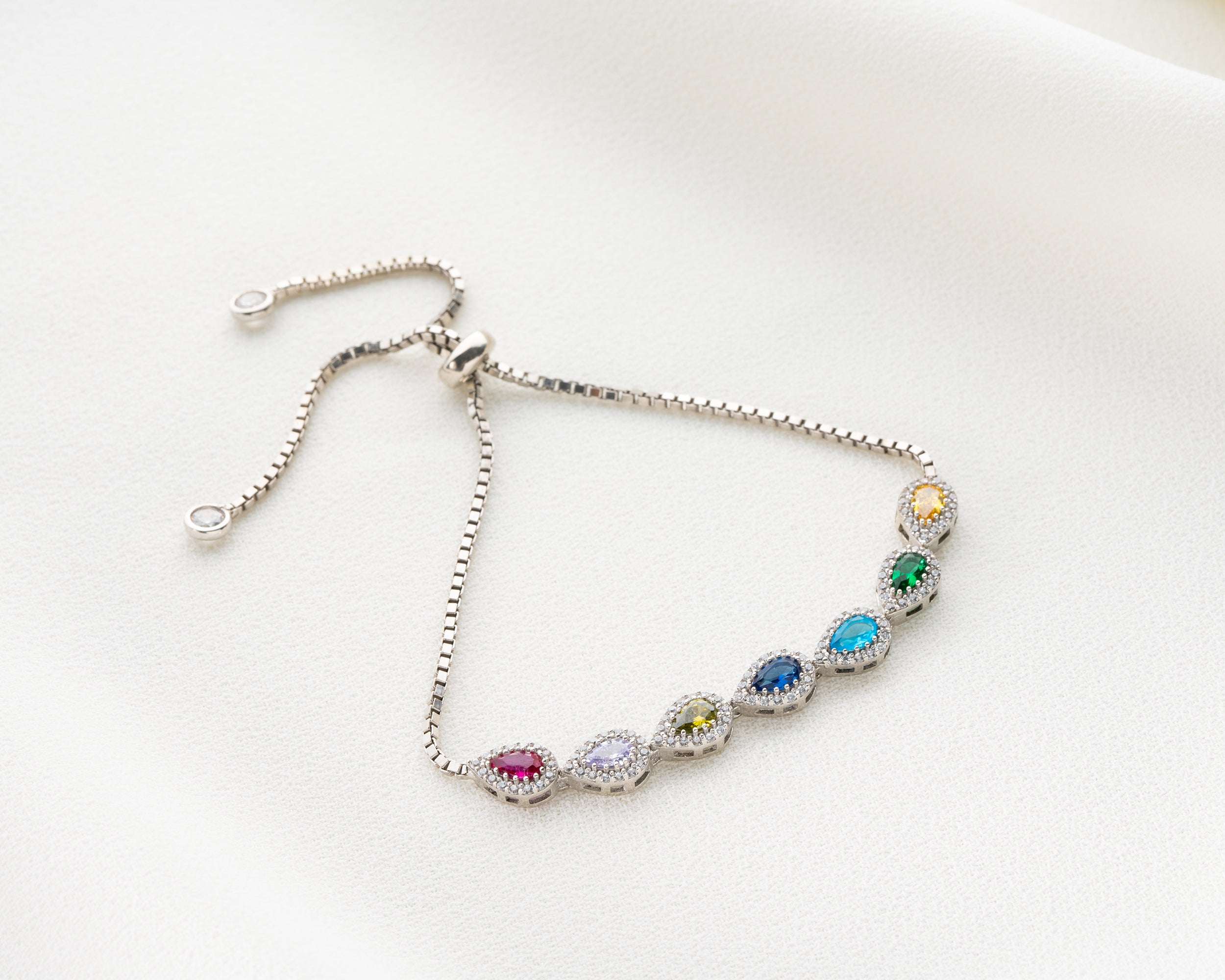 Custom Teardrop Birthstone Family Bracelet