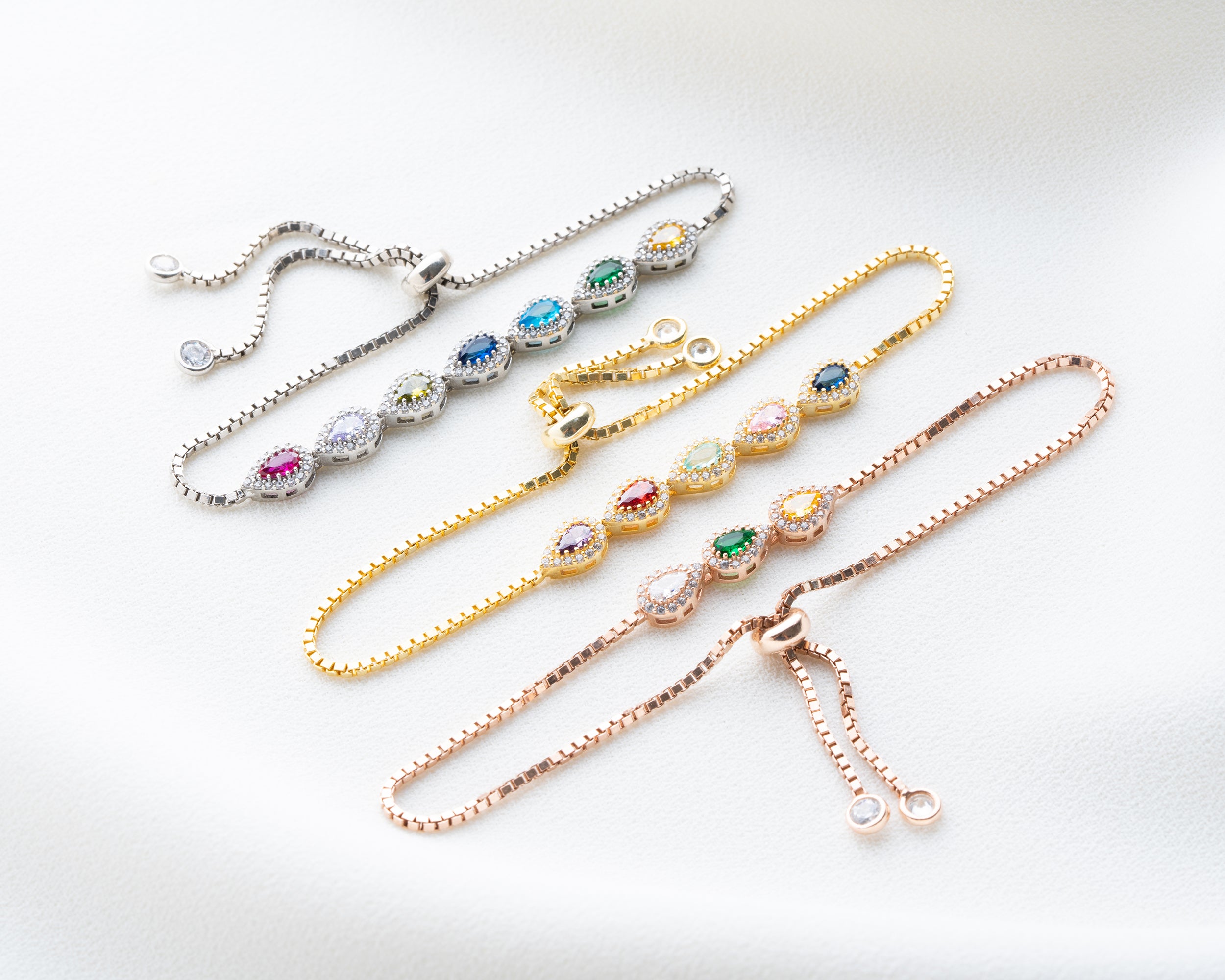 Custom Teardrop Birthstone Family Bracelet