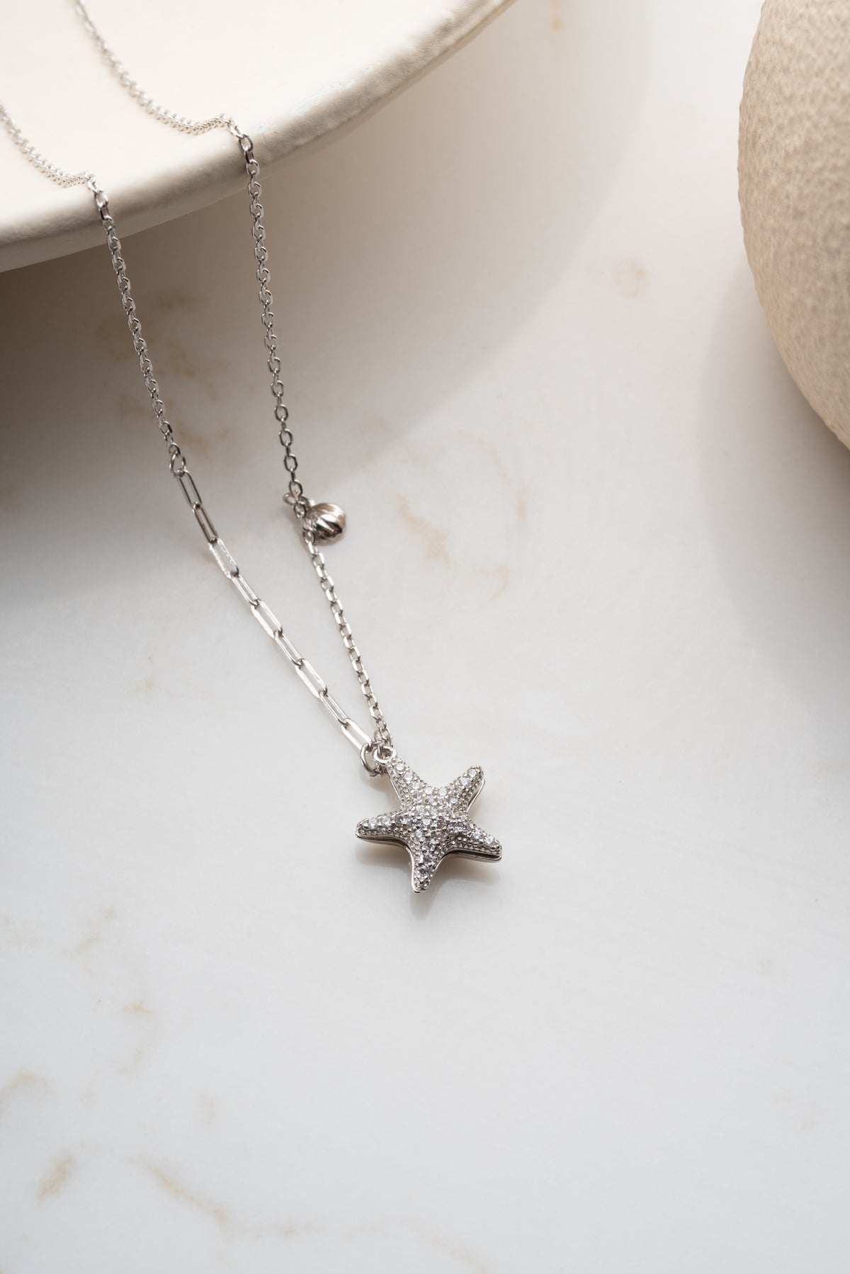 Starfish Pearl Shell Charm Necklace