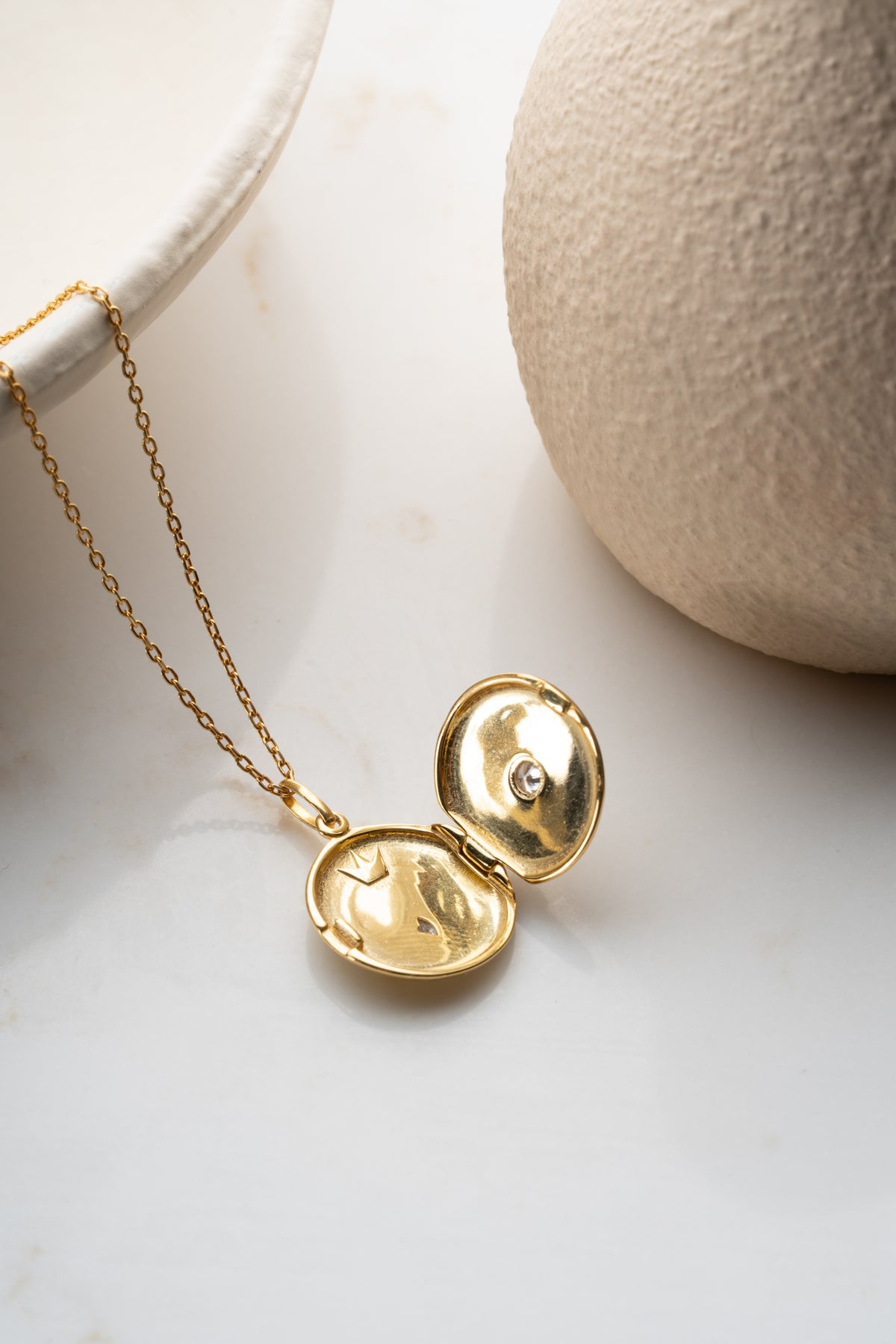 Crowned Bee Locket Pendant Necklace