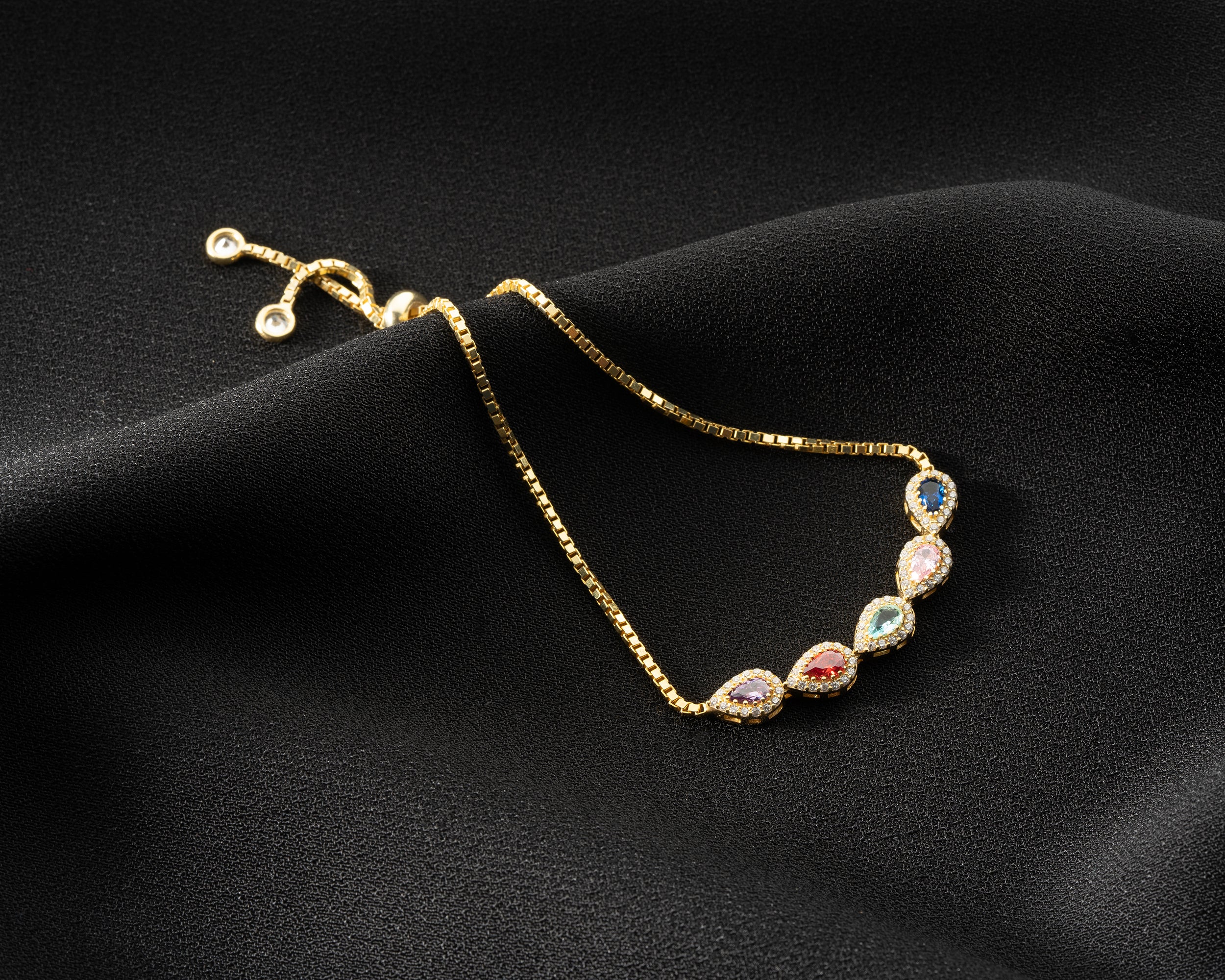 Custom Teardrop Birthstone Family Bracelet