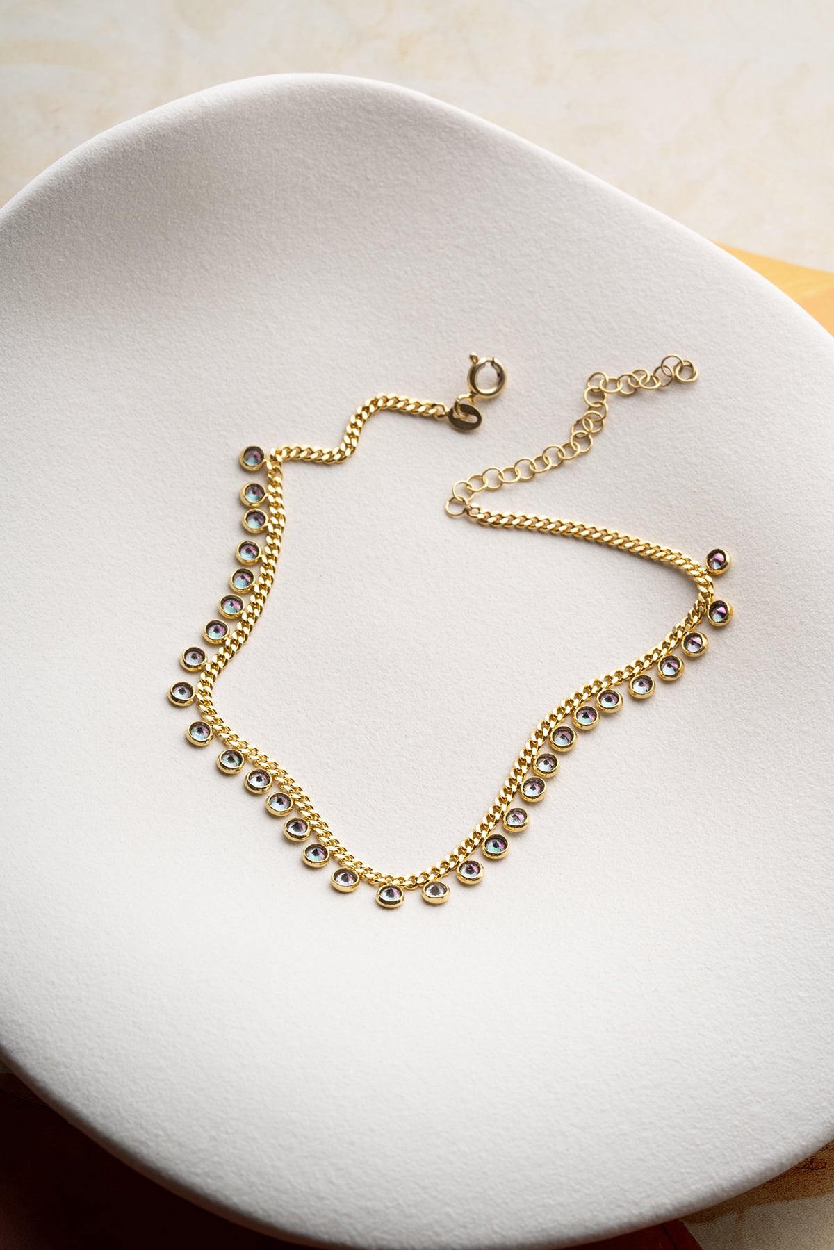 Iridescent Crystal Tennis Anklet