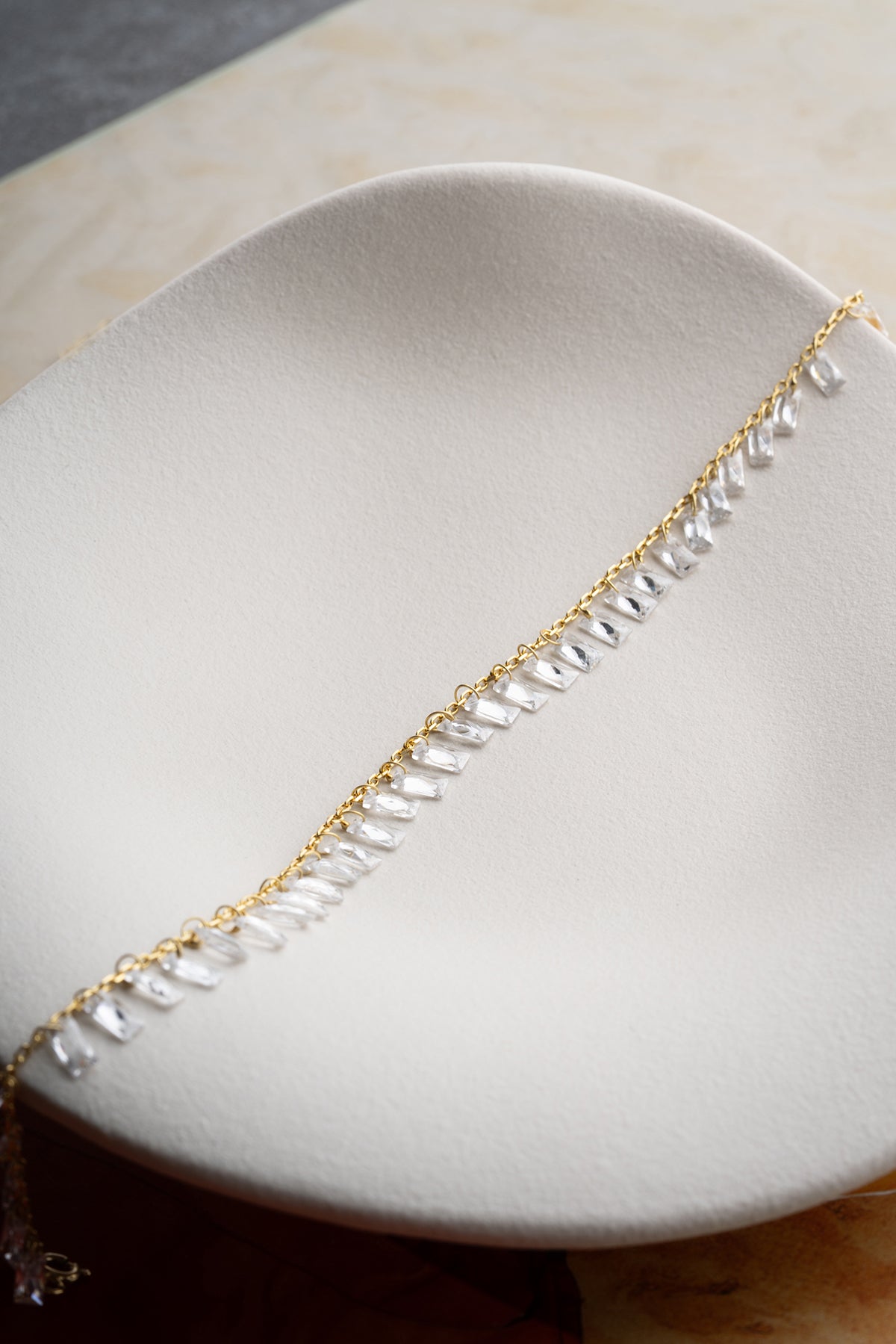 Baguette Crystal Dangle Anklet in Gold