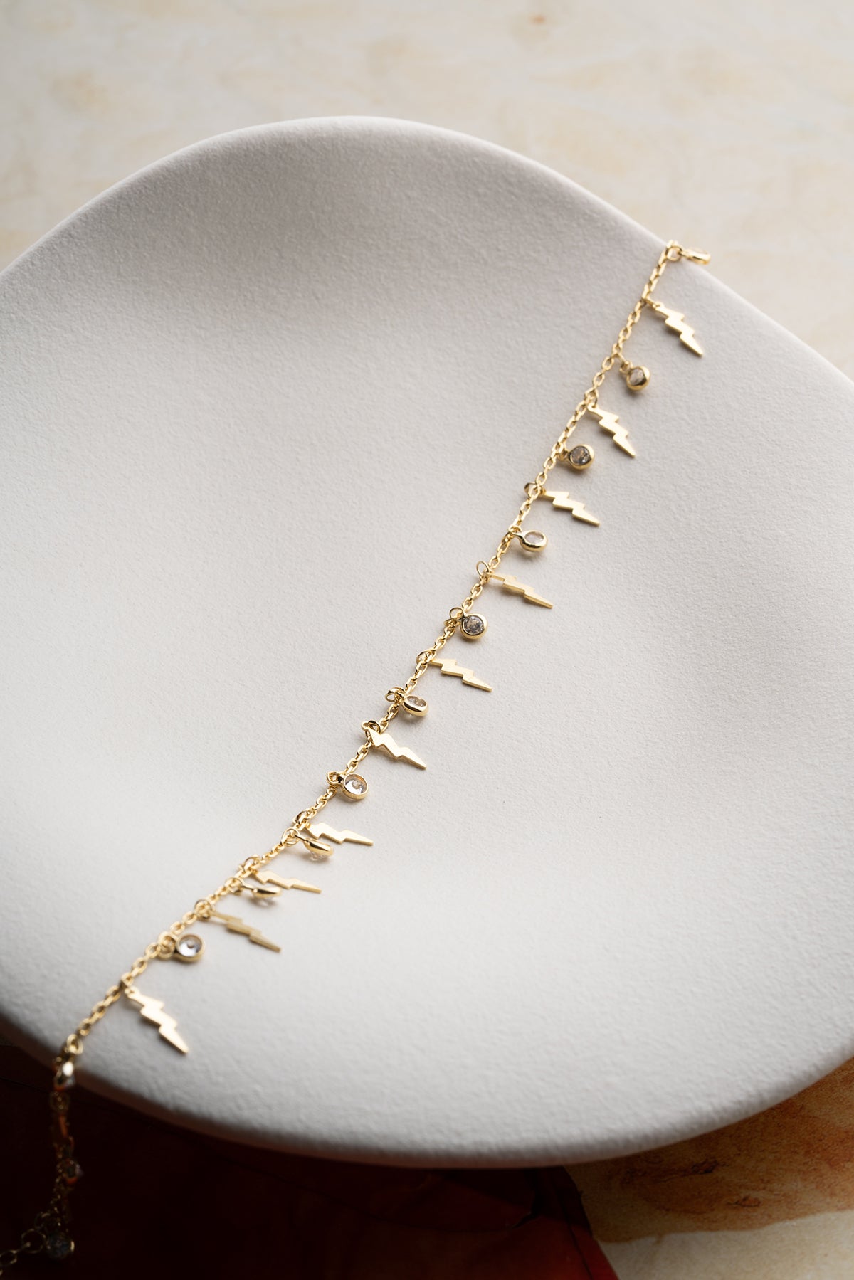 Gold Lightning Bolt Charm Anklet