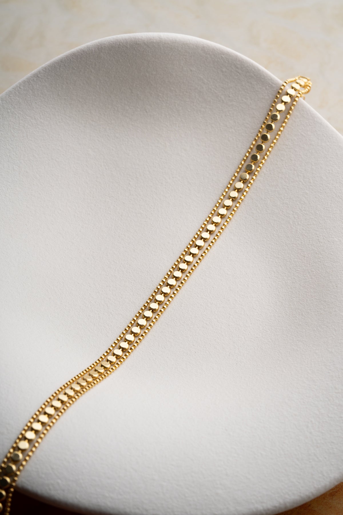 Double Layer Beaded Chain Anklet