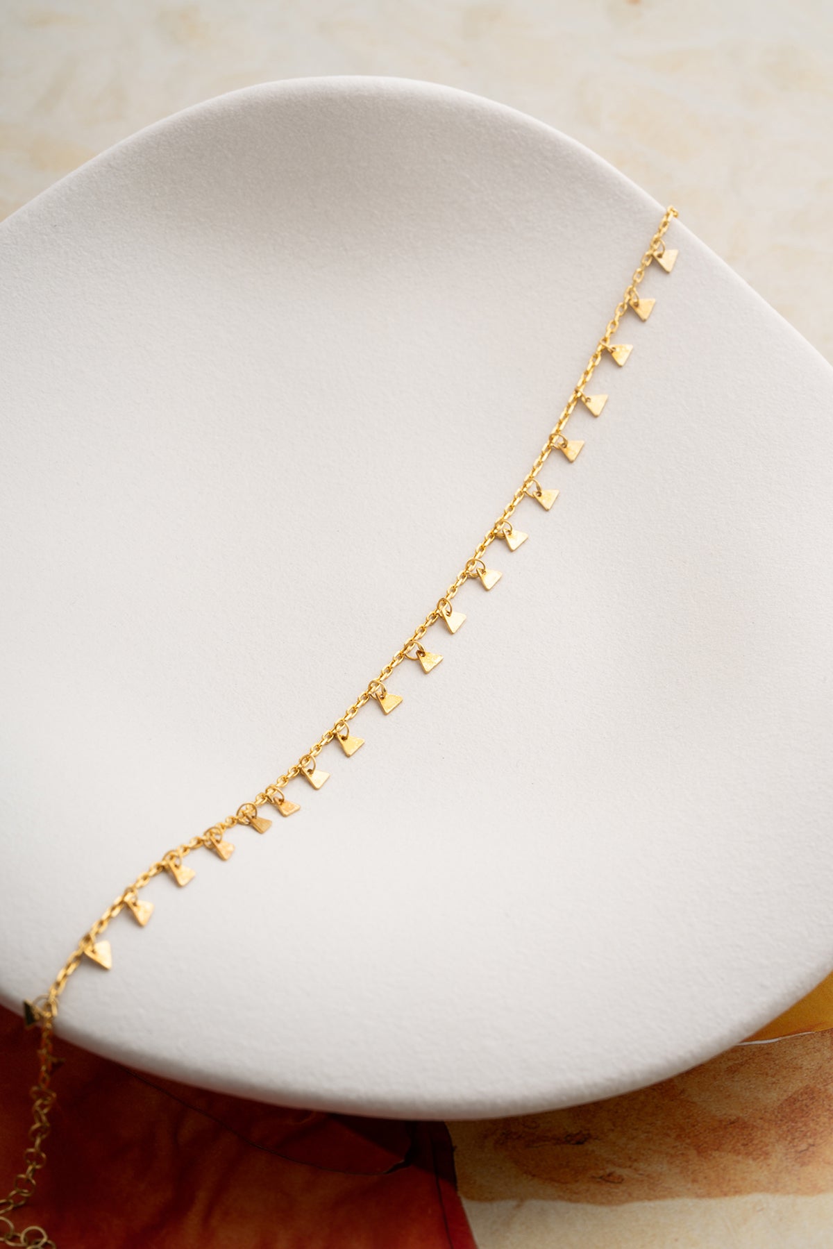 Gold Triangle Charm Fringe Anklet