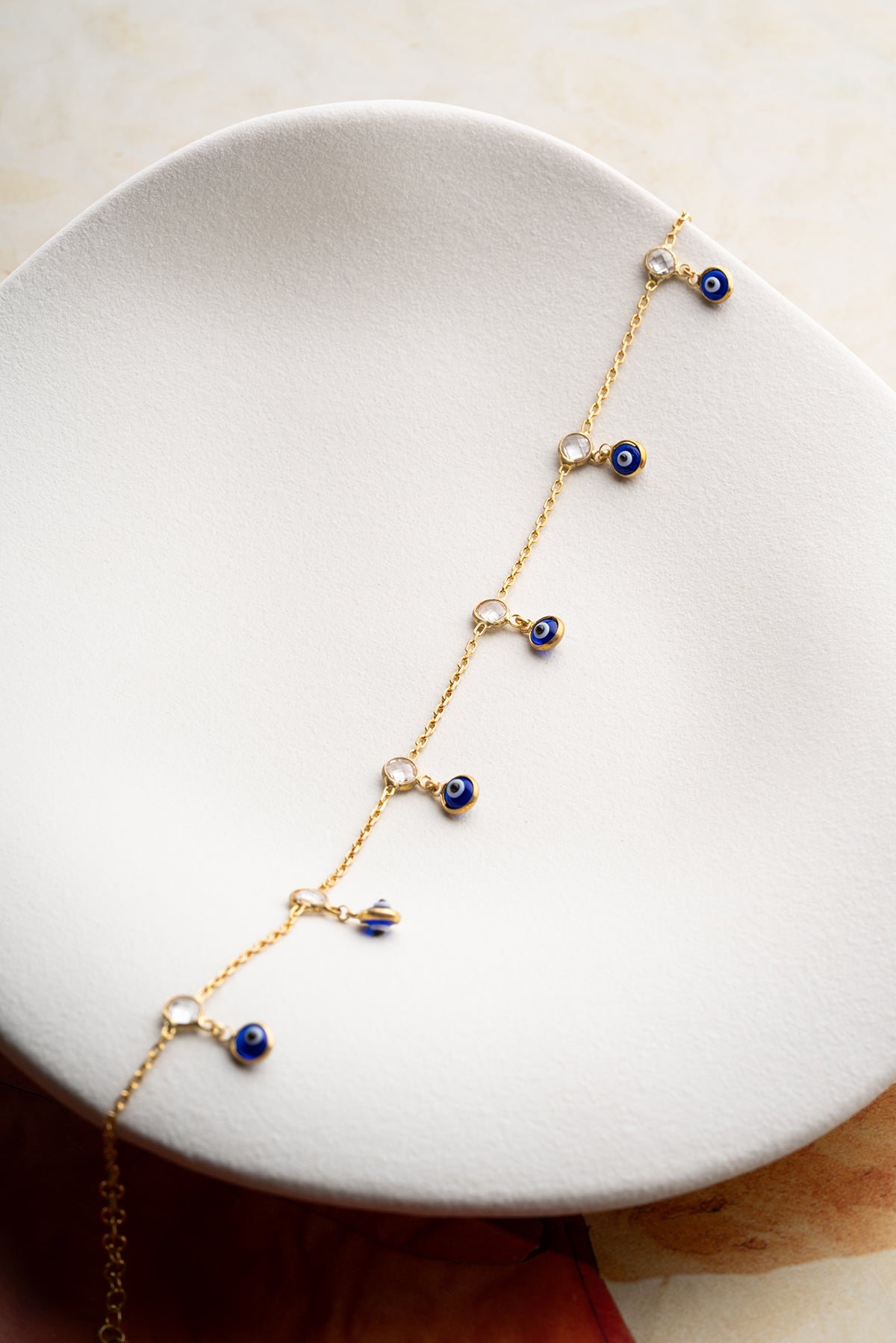 Evil Eye Charm Anklet in Gold