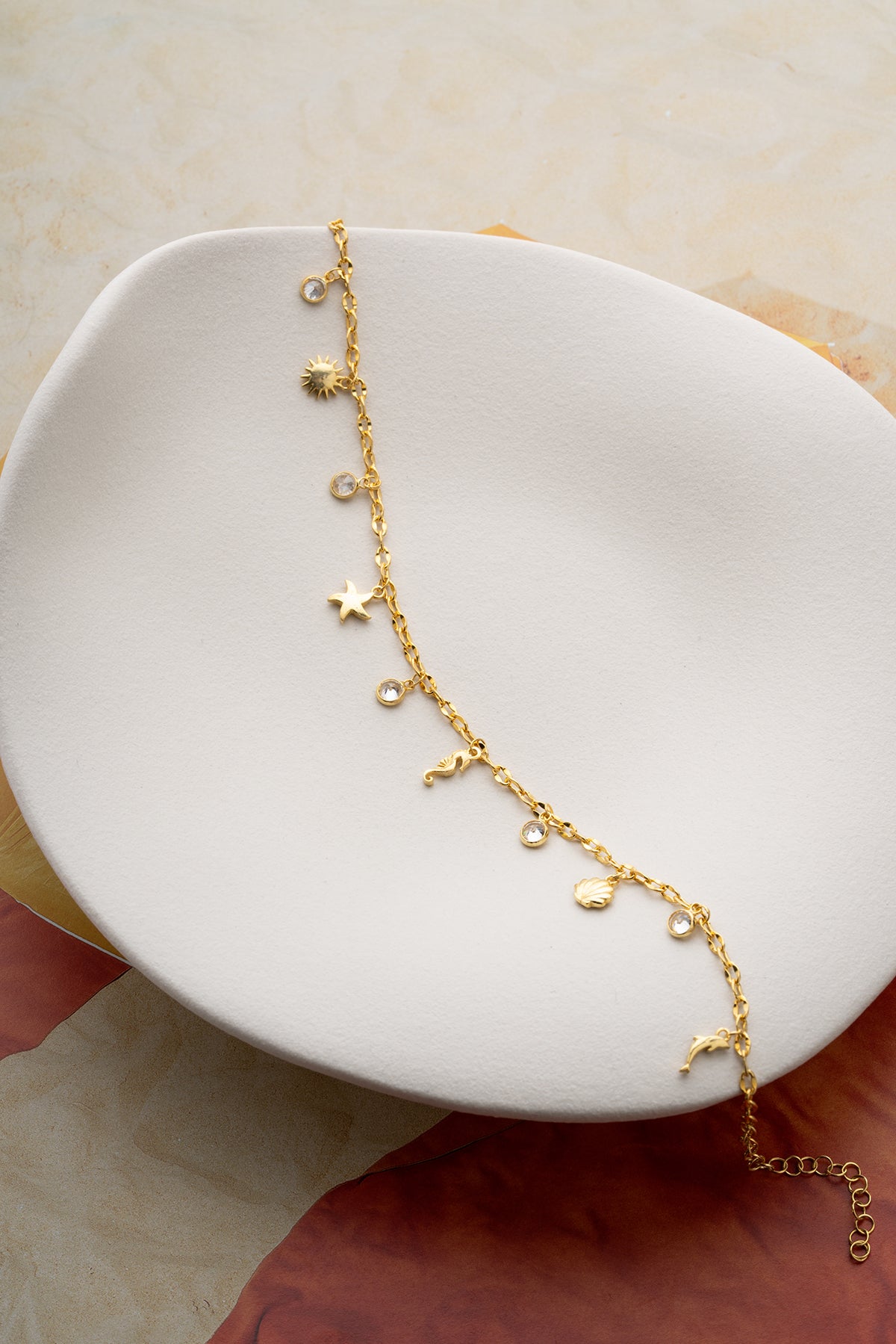 Gold Sea Charm Anklet with Starfish