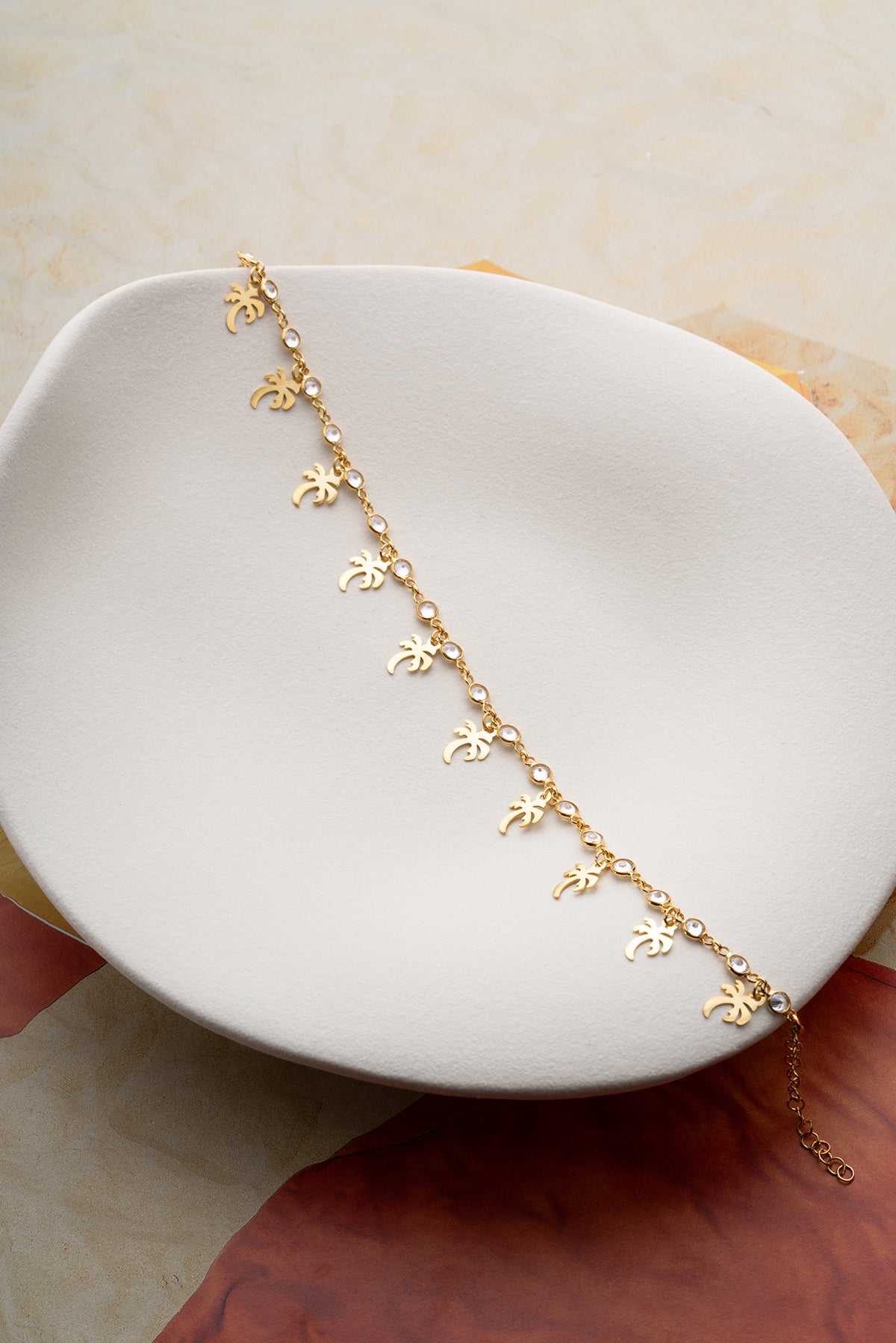 Palm Tree Charm Gold Anklet