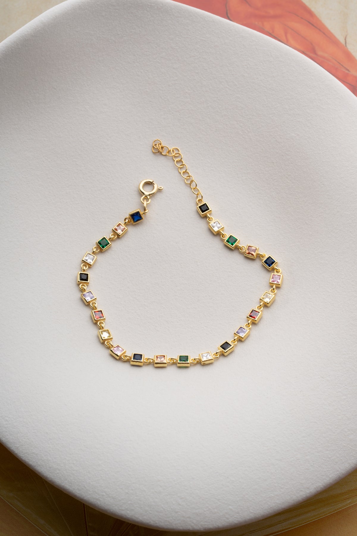 Rainbow Square Cut Tennis Bracelet