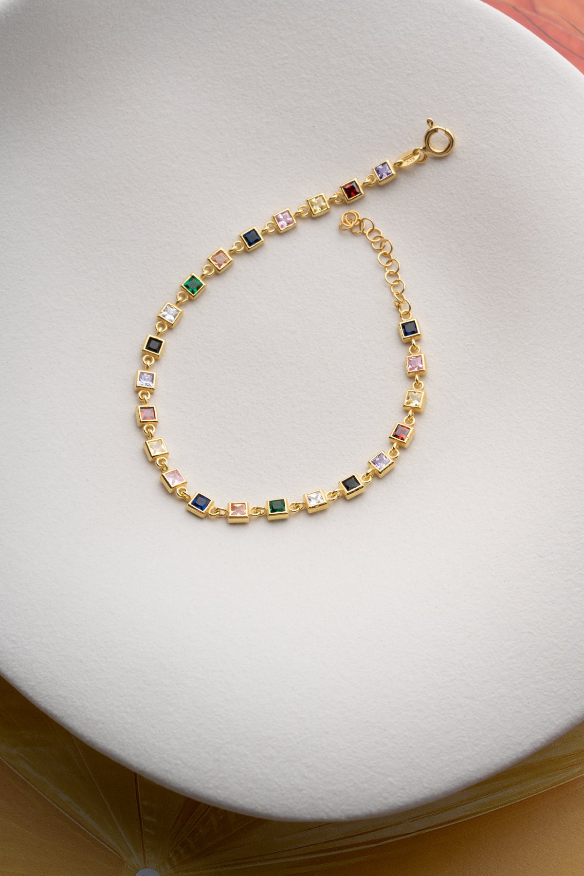 Rainbow Square Cut Tennis Bracelet