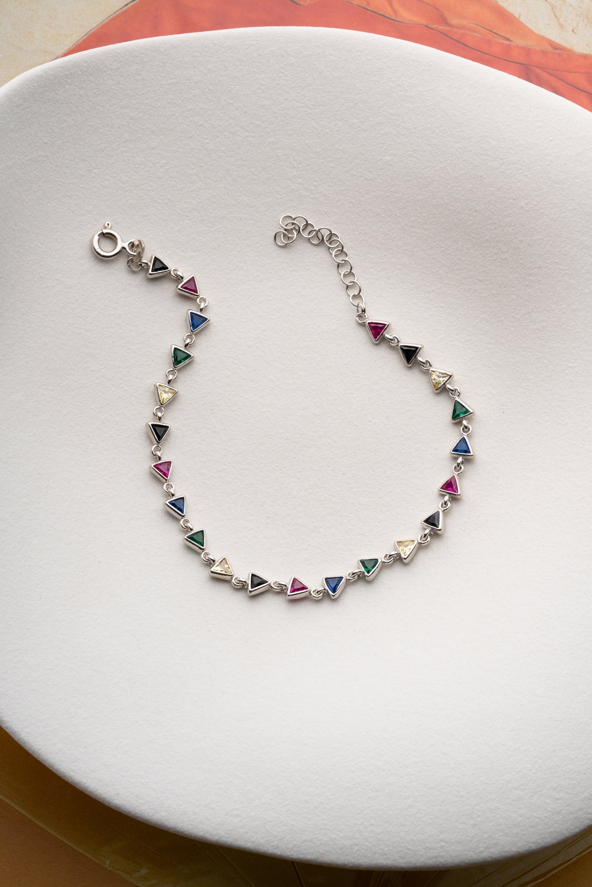 Multicolor Triangle Gemstone Tennis Bracelet