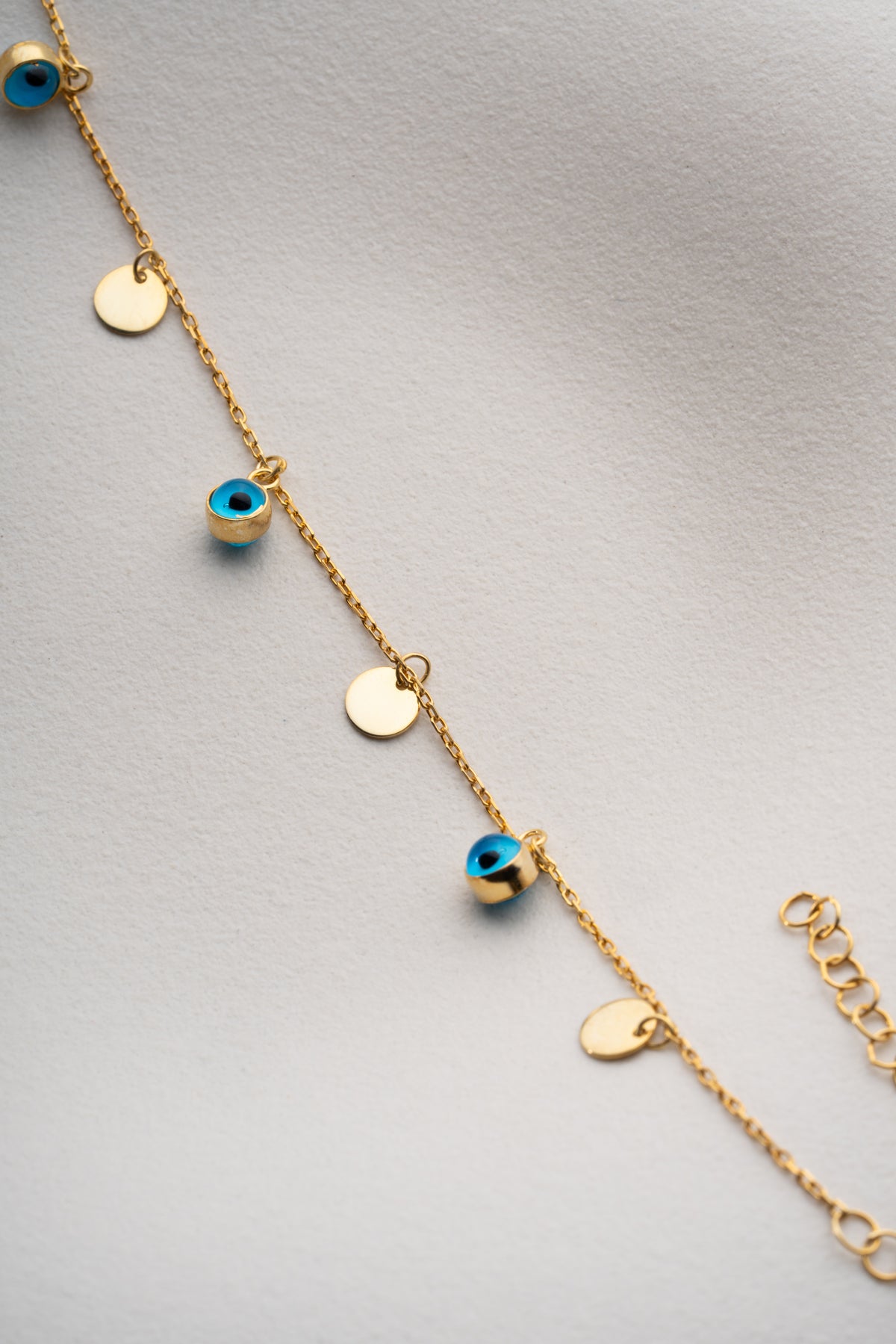Evil Eye Coin Charm Bracelet in Gold