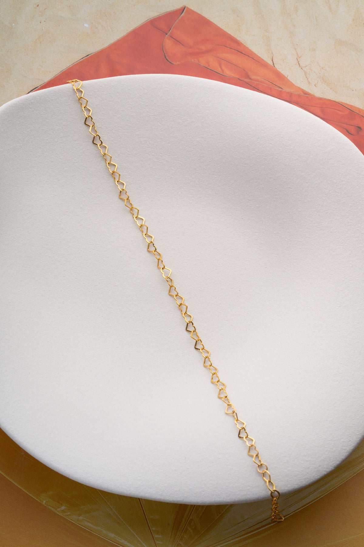 Heart Link Chain Bracelet in Gold