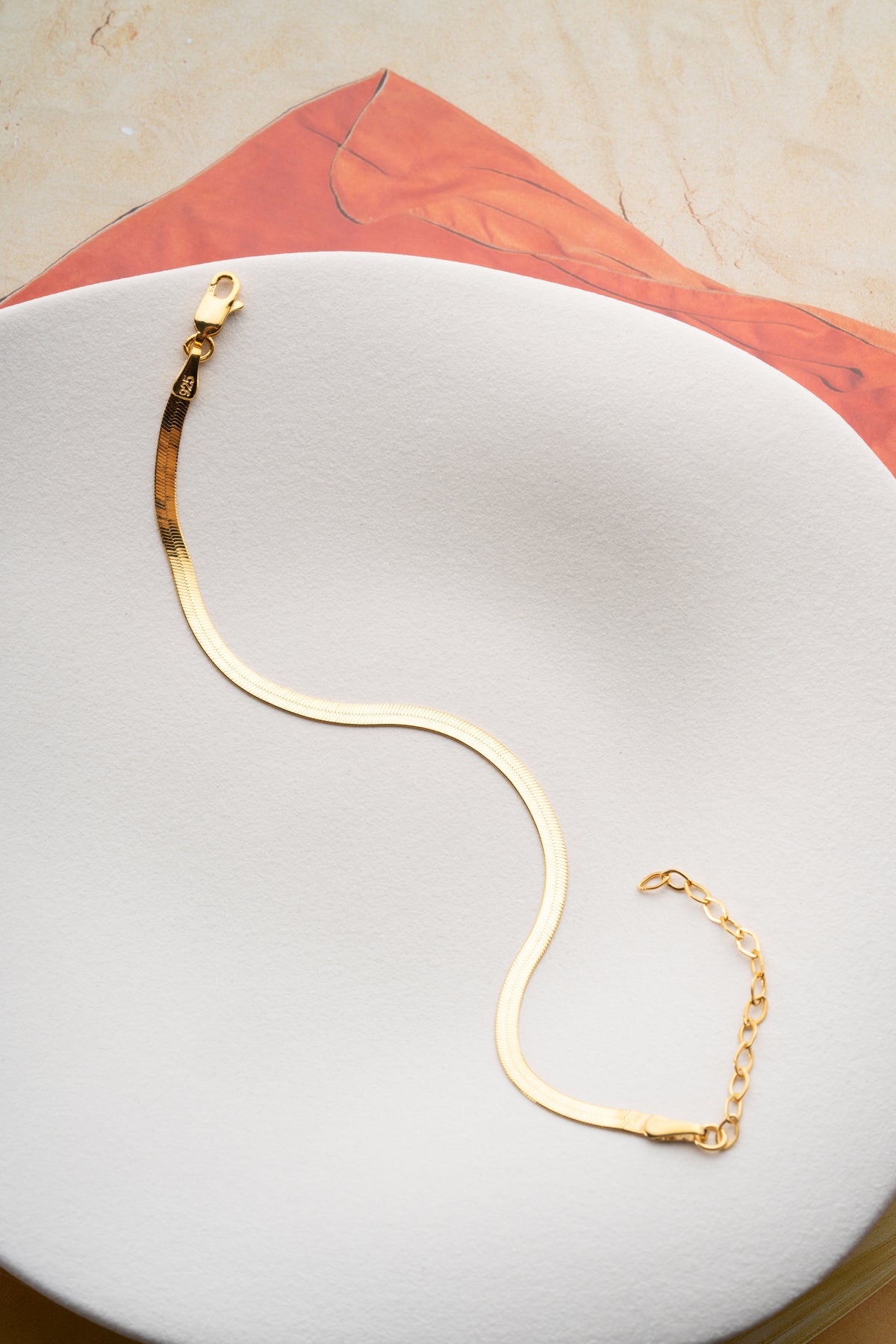 Gold Herringbone Chain Bracelet