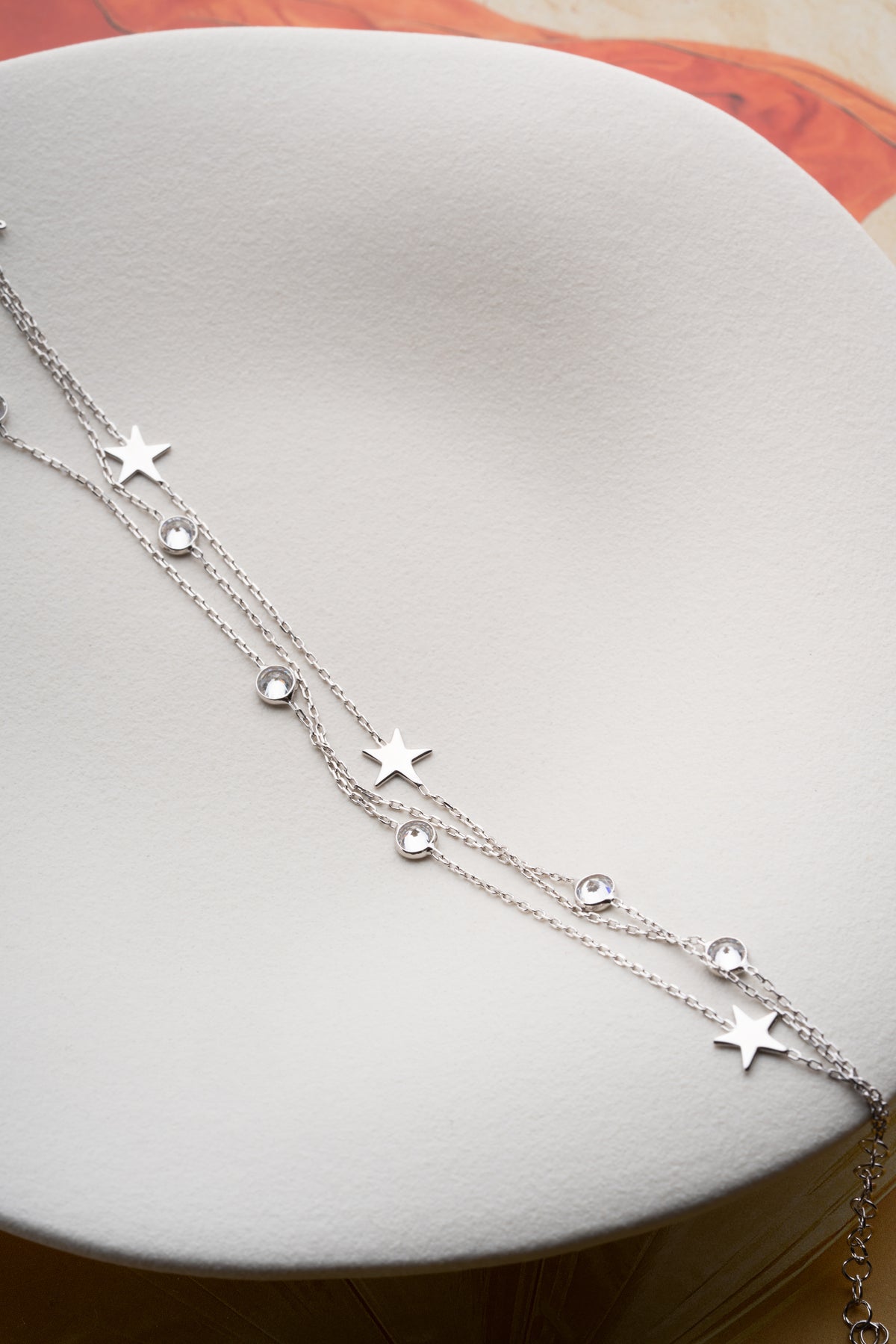 Triple Chain Star Charm Bracelet in Silver