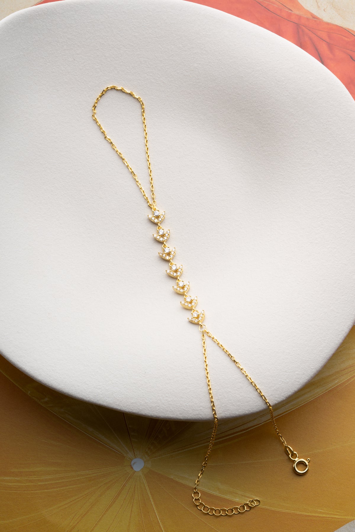 Gold Crystal Leaf Vine Hand Chain