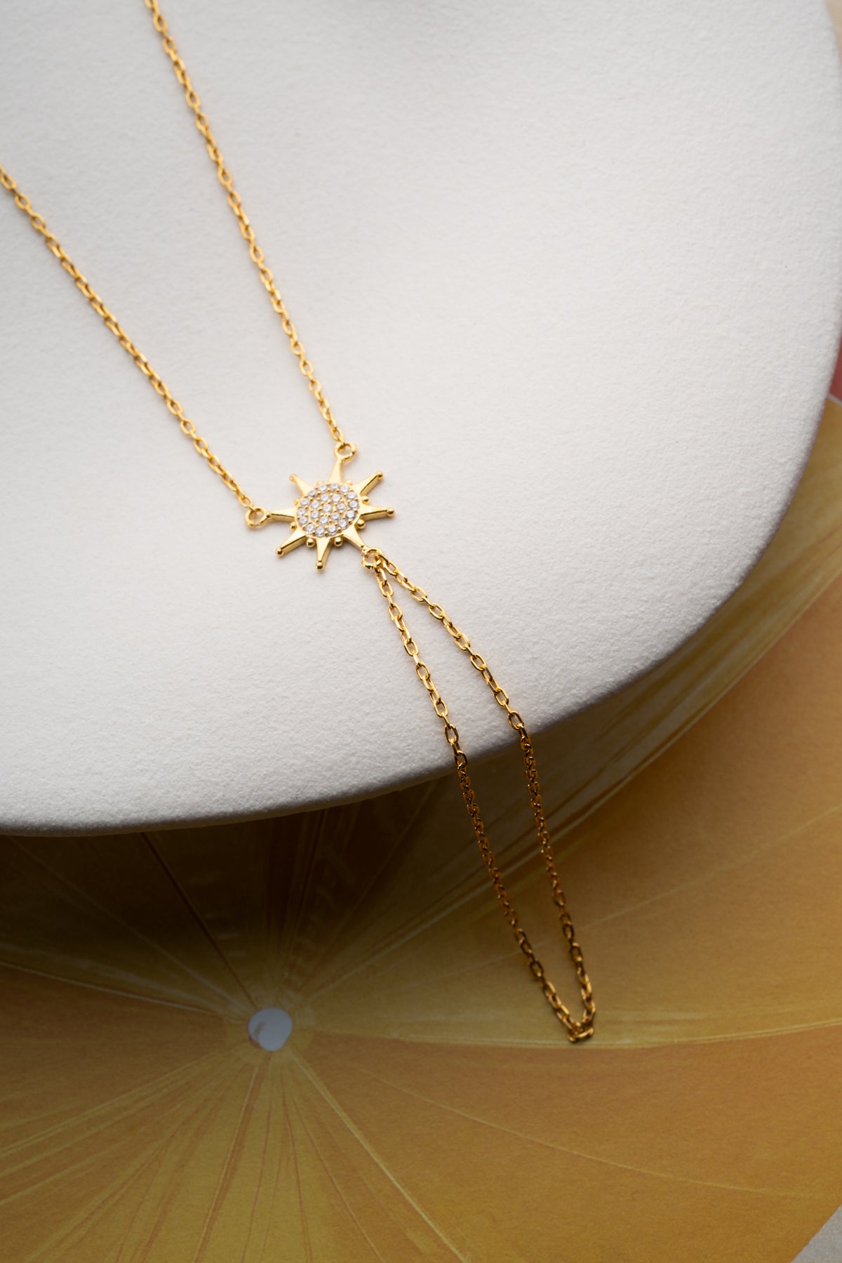 Starburst Pave Hand Chain Bracelet