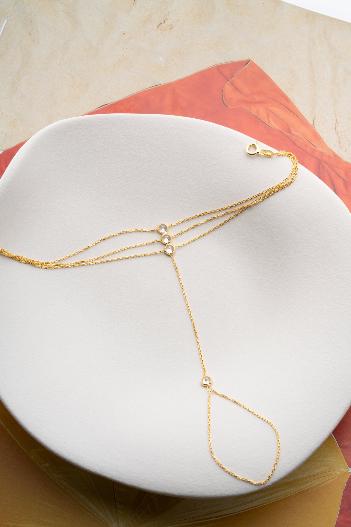Triple Chain Crystal Hand Chain Bracelet
