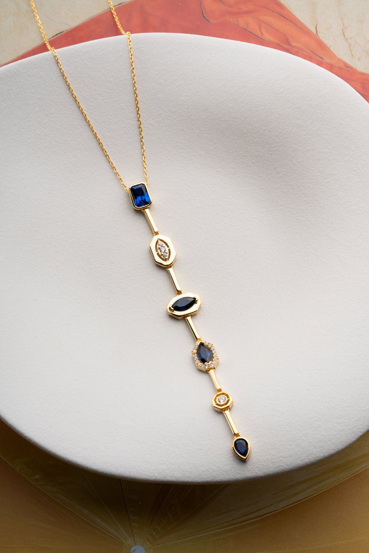Sapphire Crystal Linear Drop Necklace