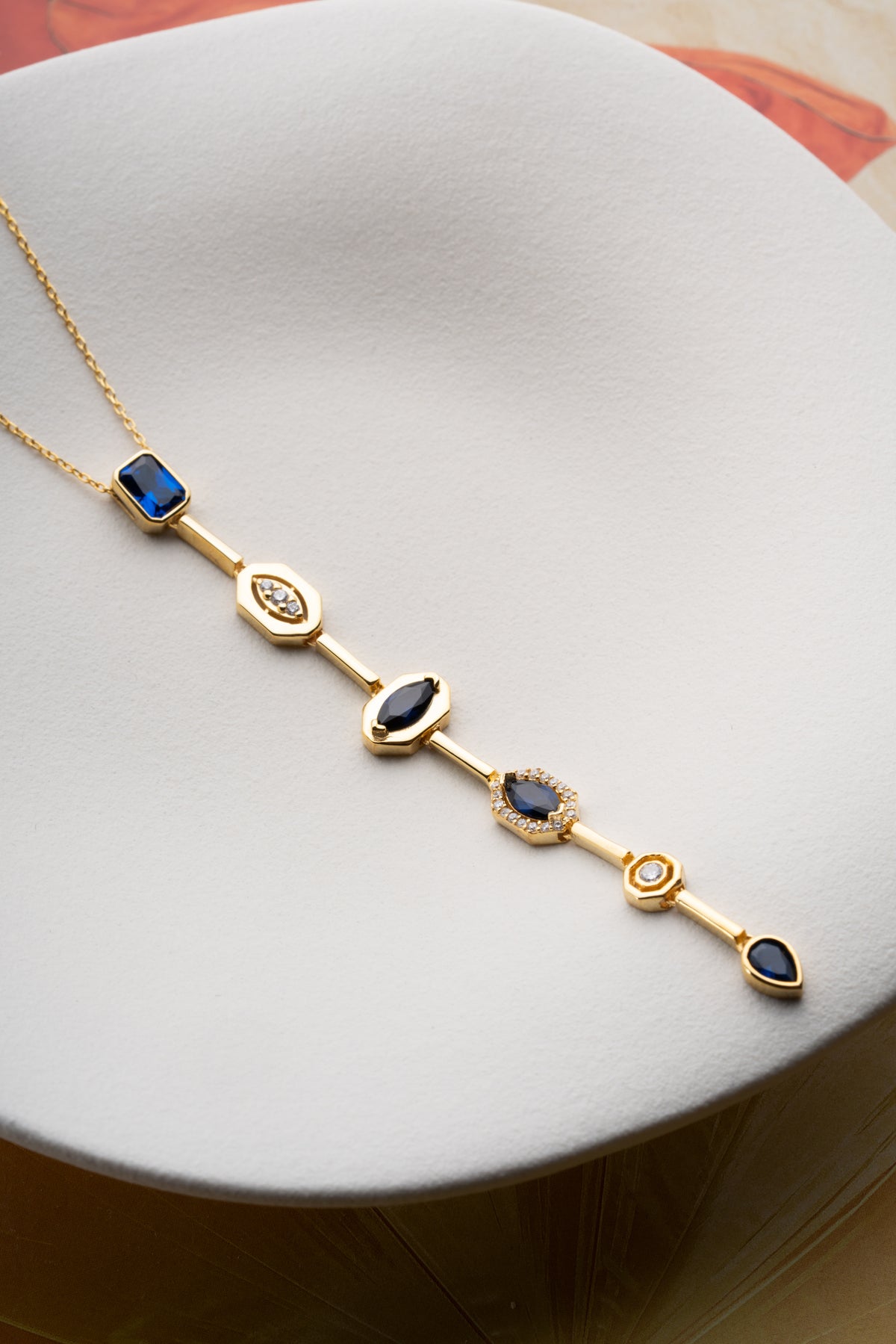 Sapphire Crystal Linear Drop Necklace