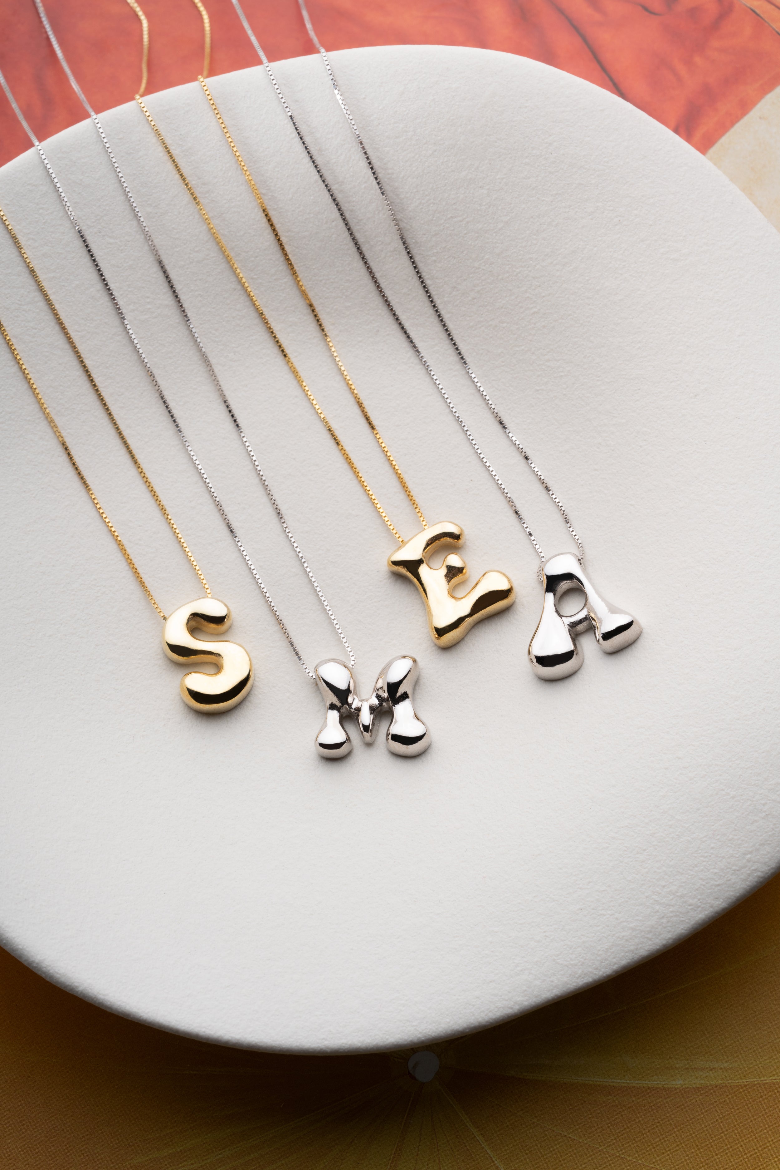 Custom Bubble Letter Initial Necklace