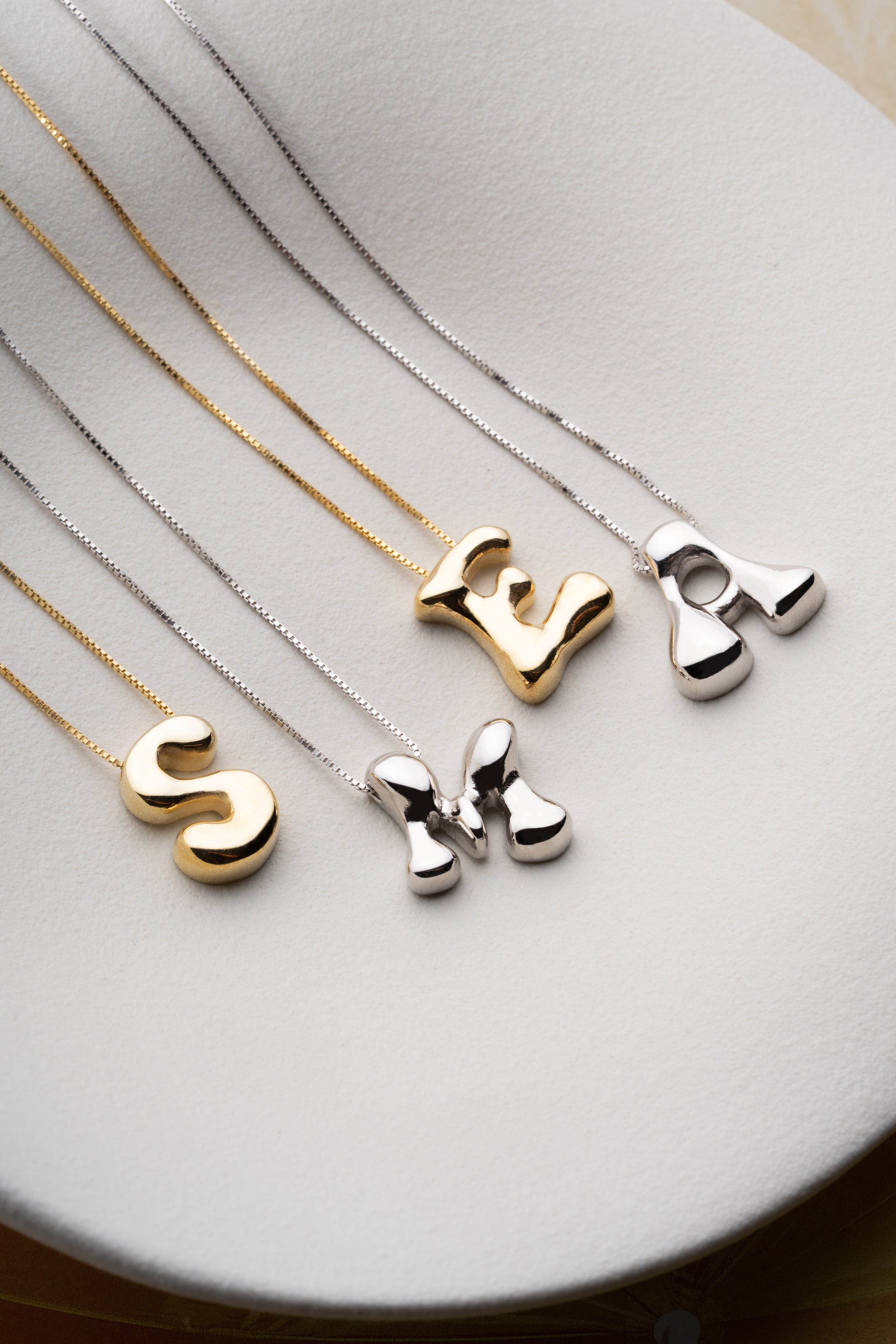 Custom Bubble Letter Initial Necklace