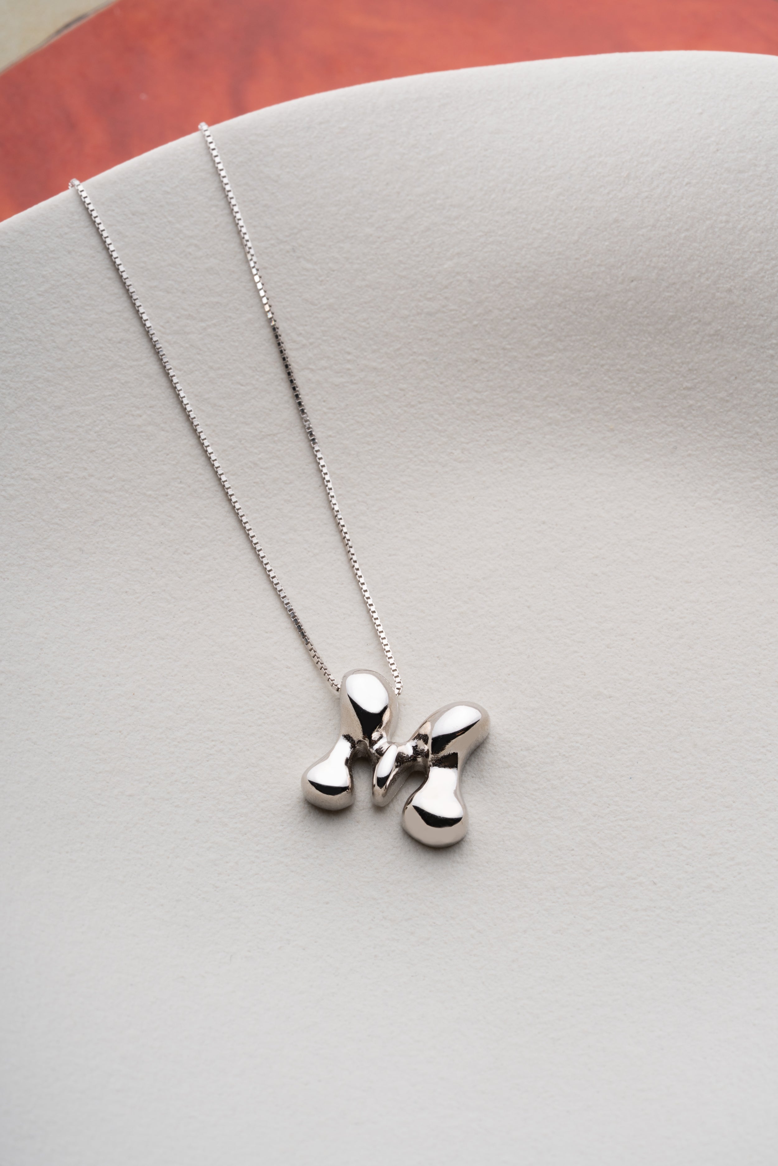 Custom Bubble Letter Initial Necklace