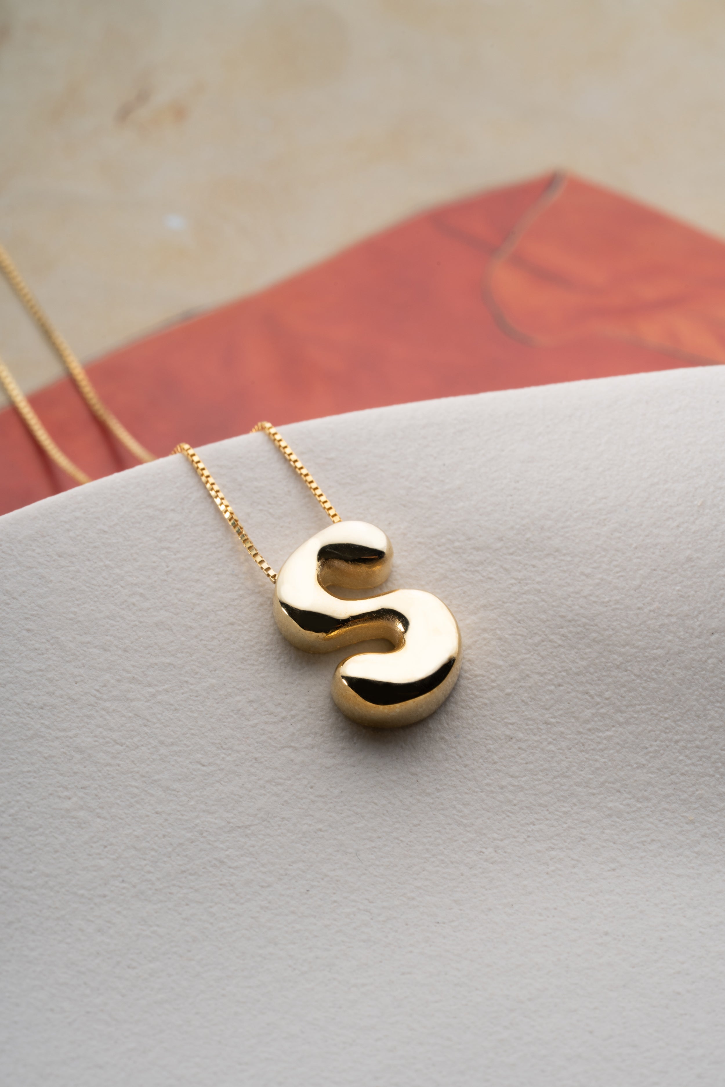 Custom Bubble Letter Initial Necklace