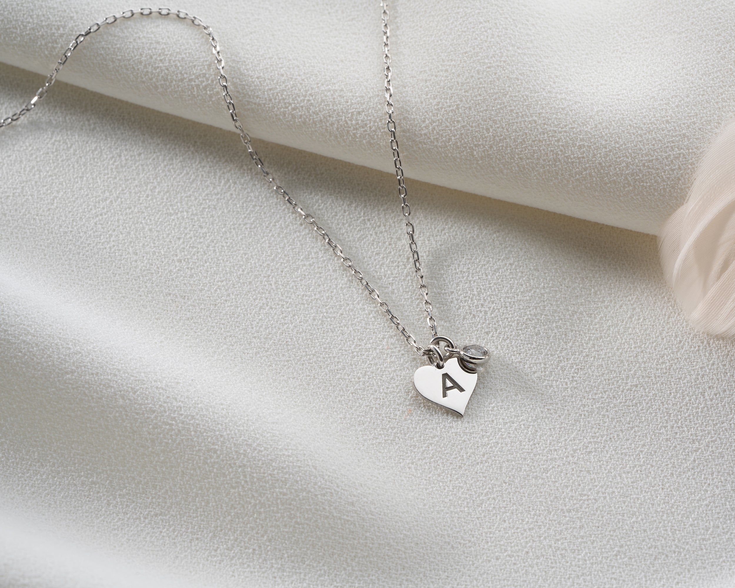 Initial Heart Birthstone Necklace