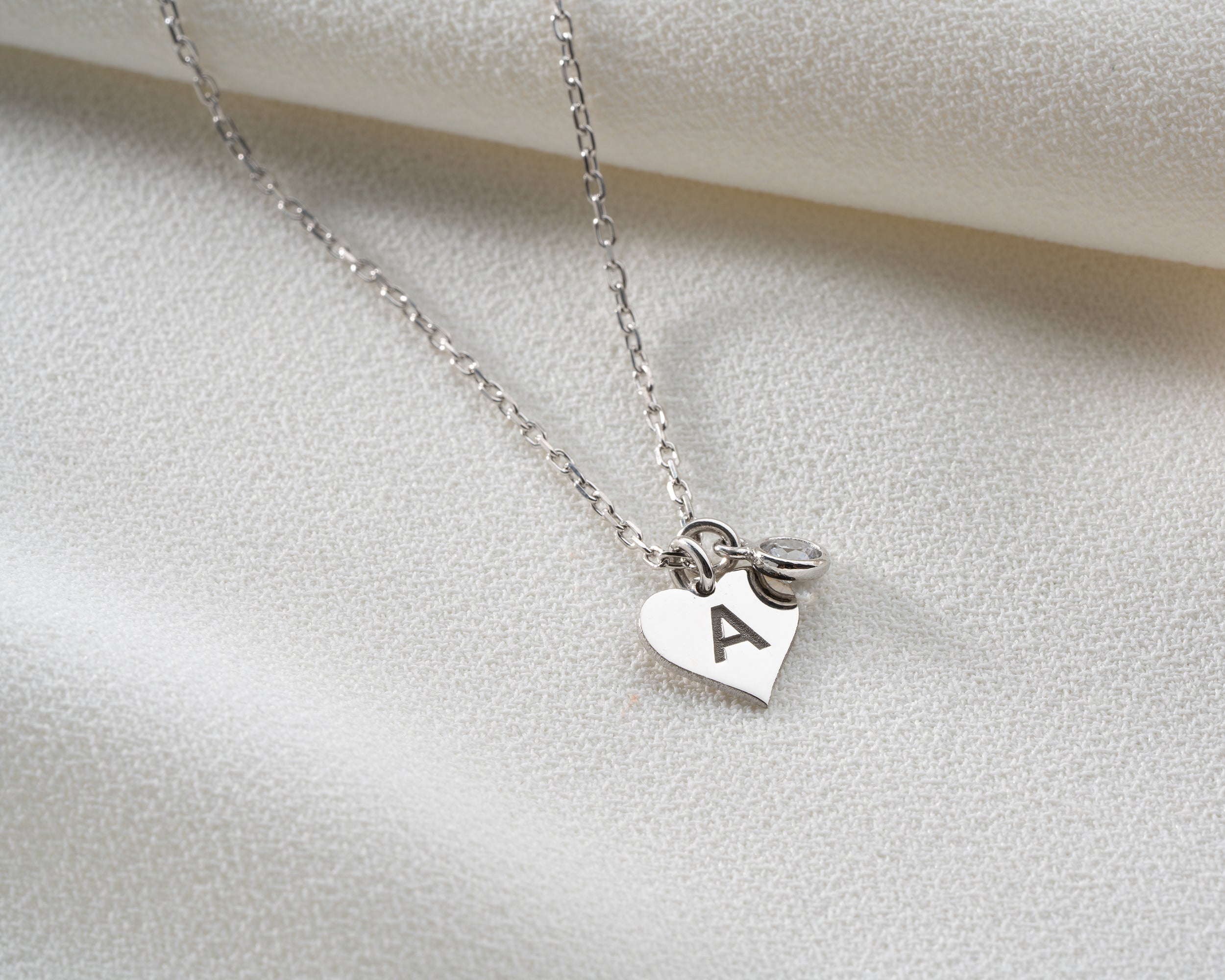 Initial Heart Birthstone Necklace
