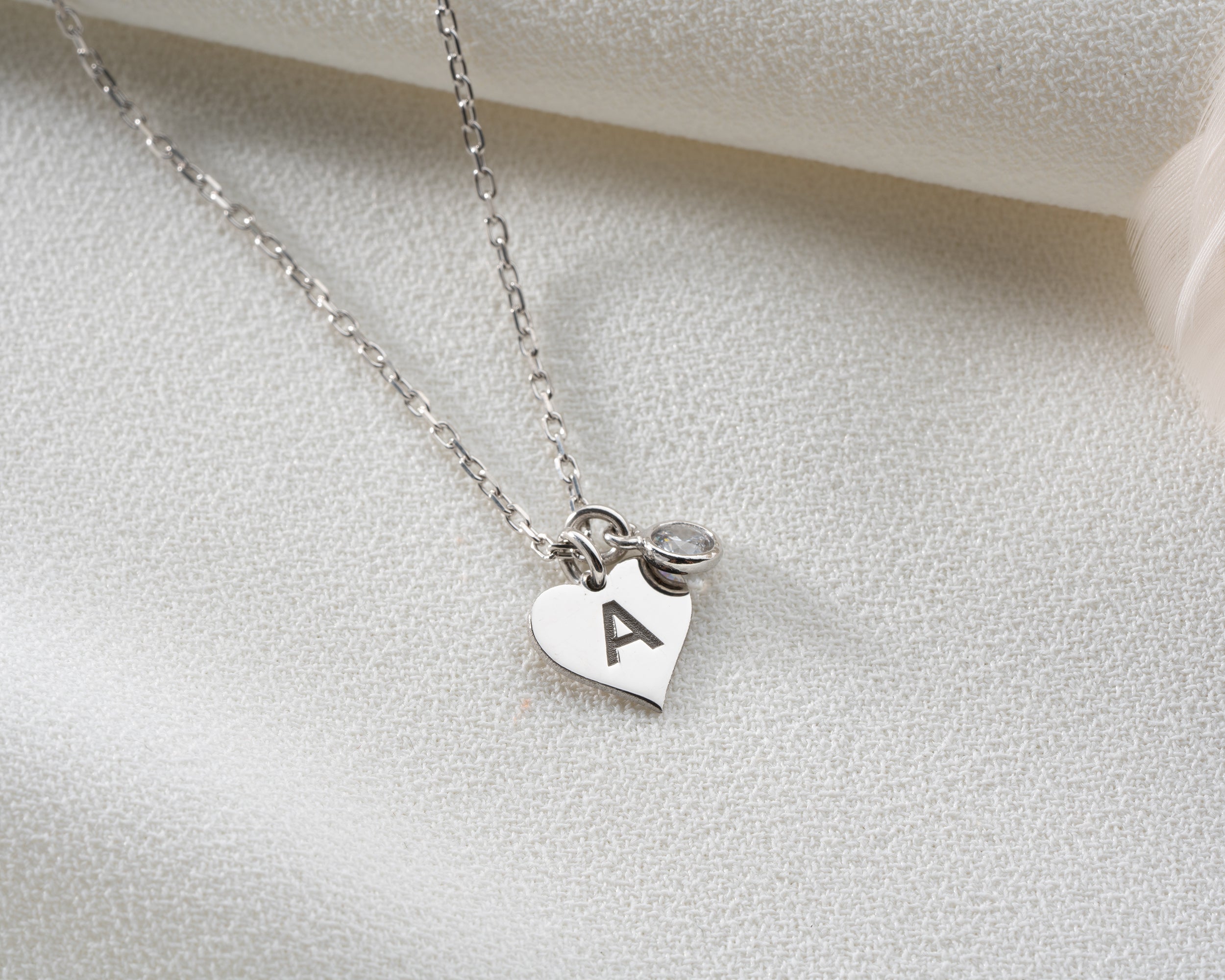Initial Heart Birthstone Necklace