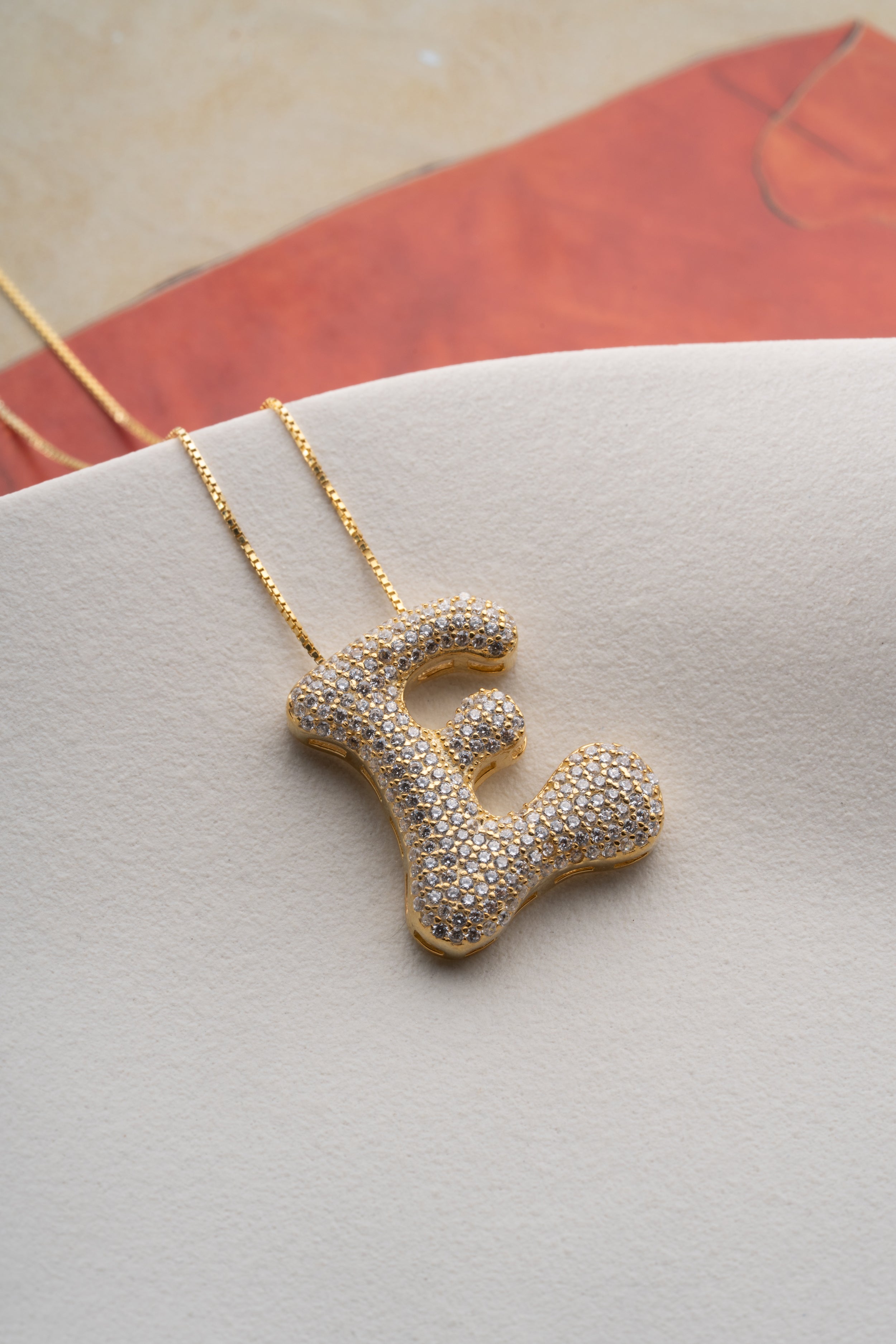 3D Pave Bubble Letter Name Necklace