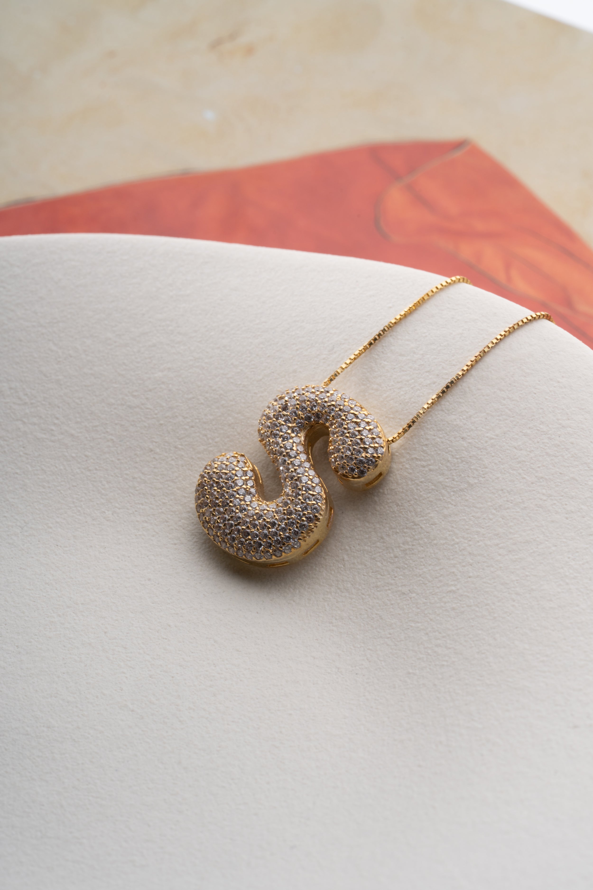 3D Pave Bubble Letter Name Necklace