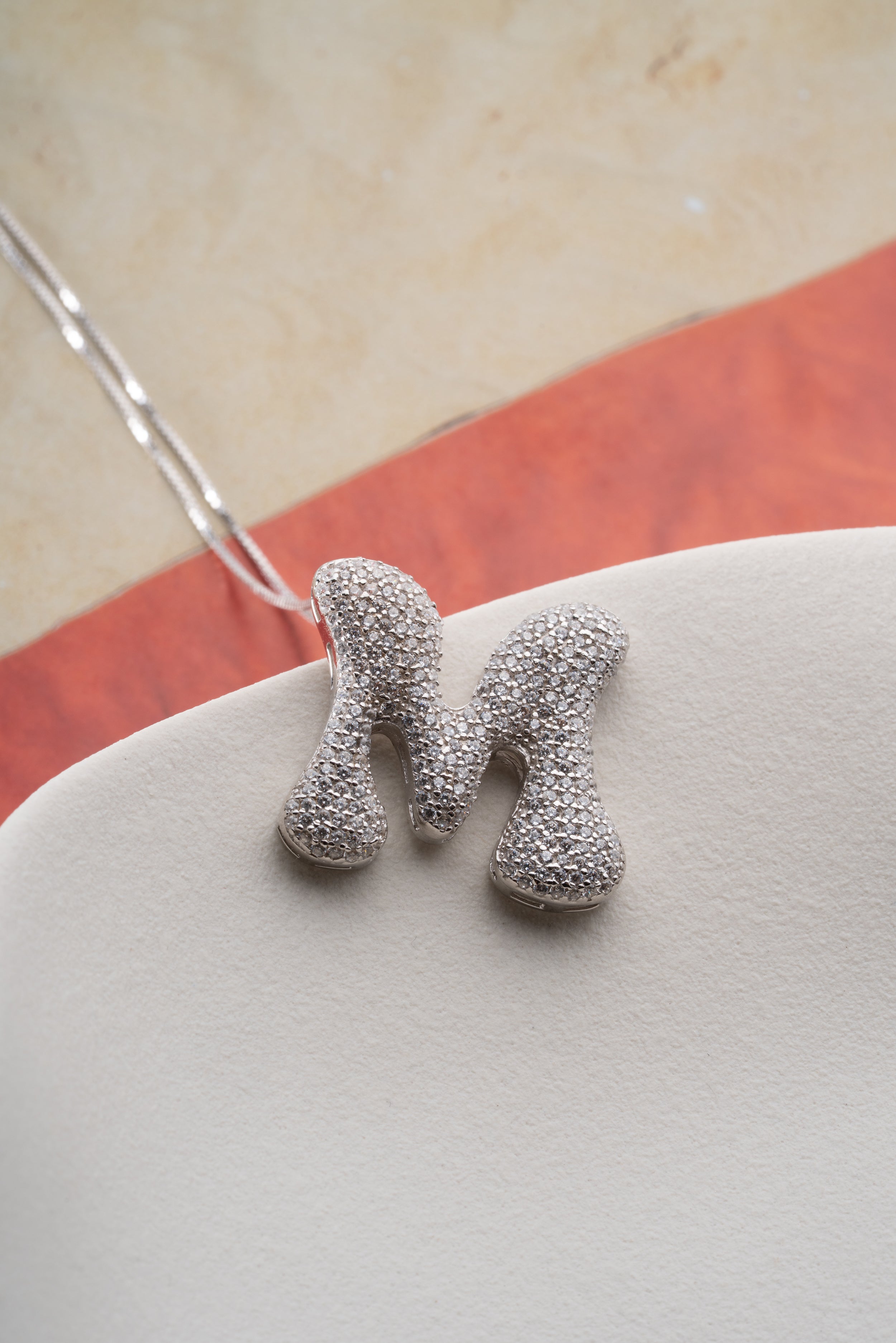 3D Pave Bubble Letter Name Necklace