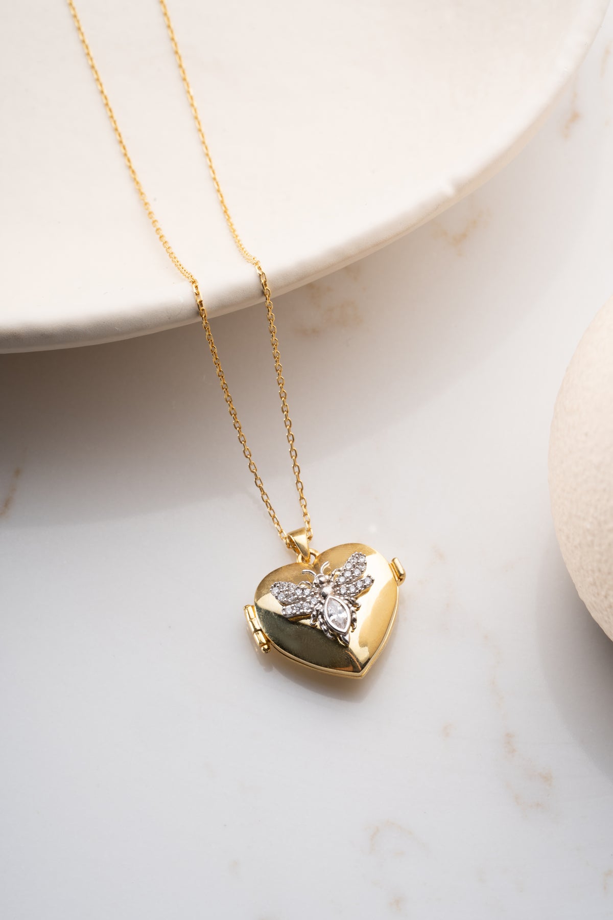 Bee Heart Locket Necklace