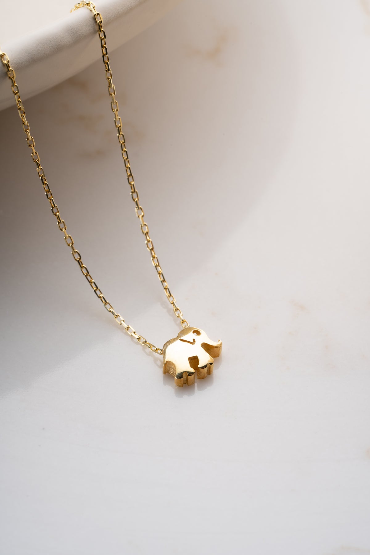 Tiny Elephant Charm Necklace in Gold