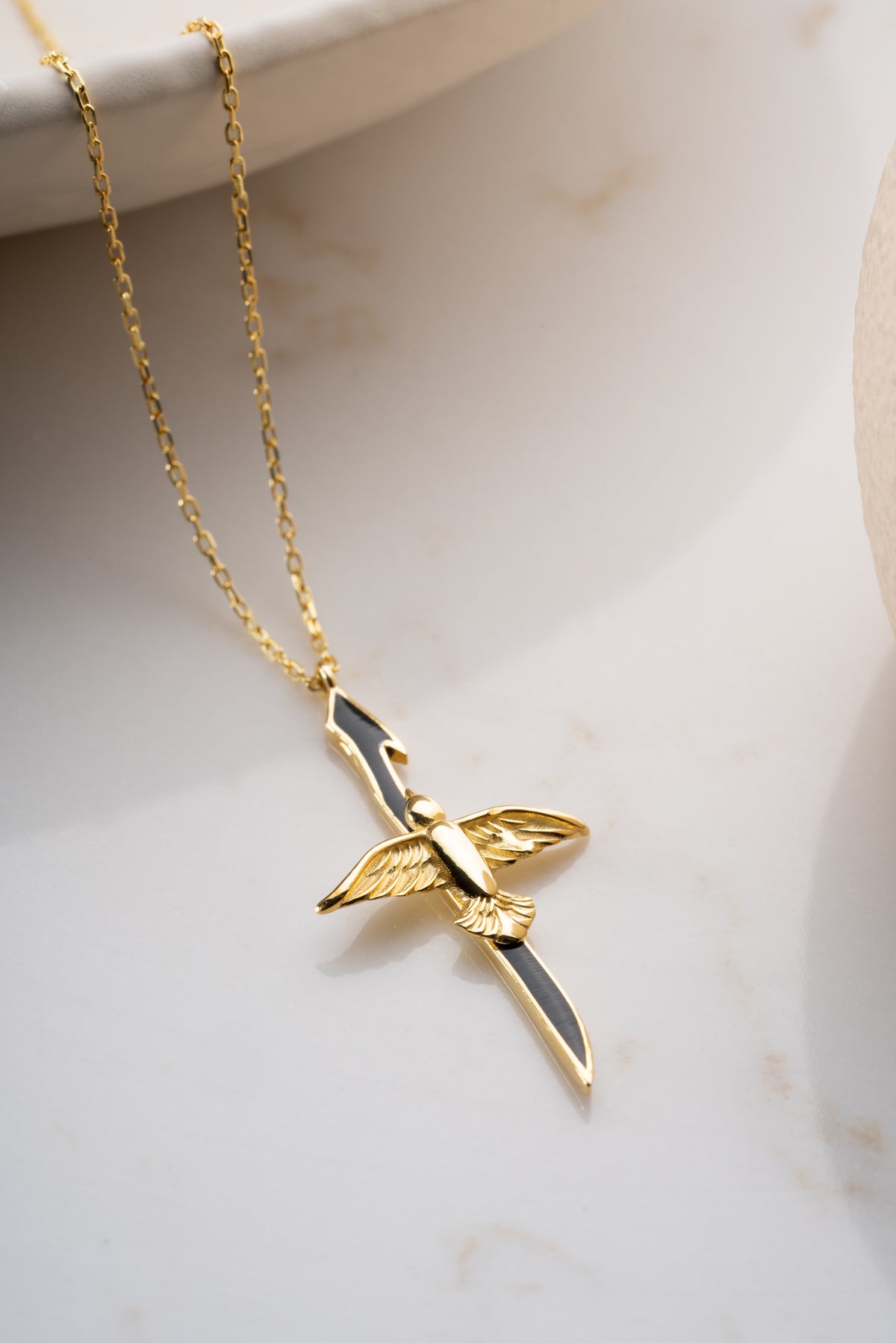 Winged Bird Blade Pendant Necklace