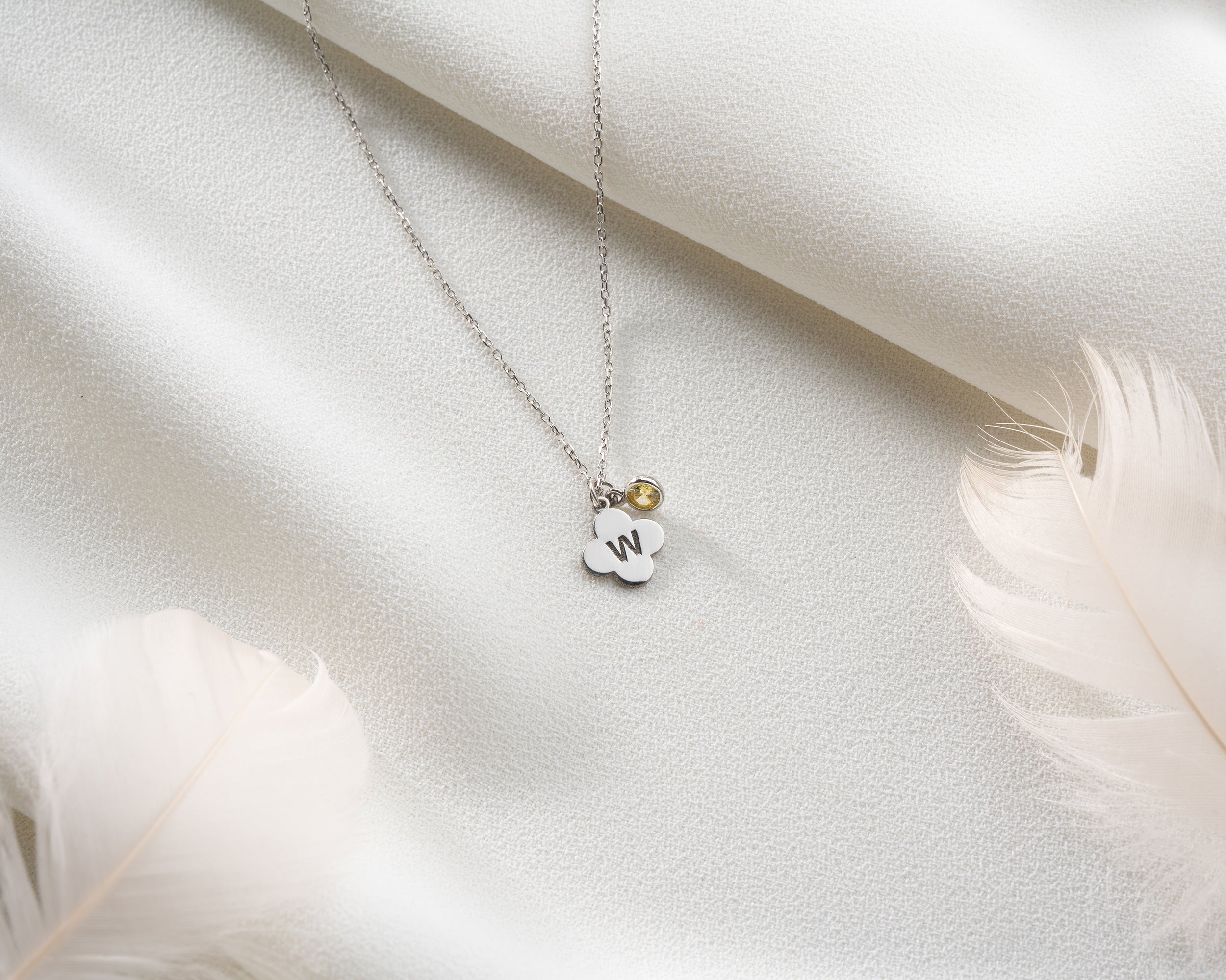 Clover Initial Birthstone Necklace