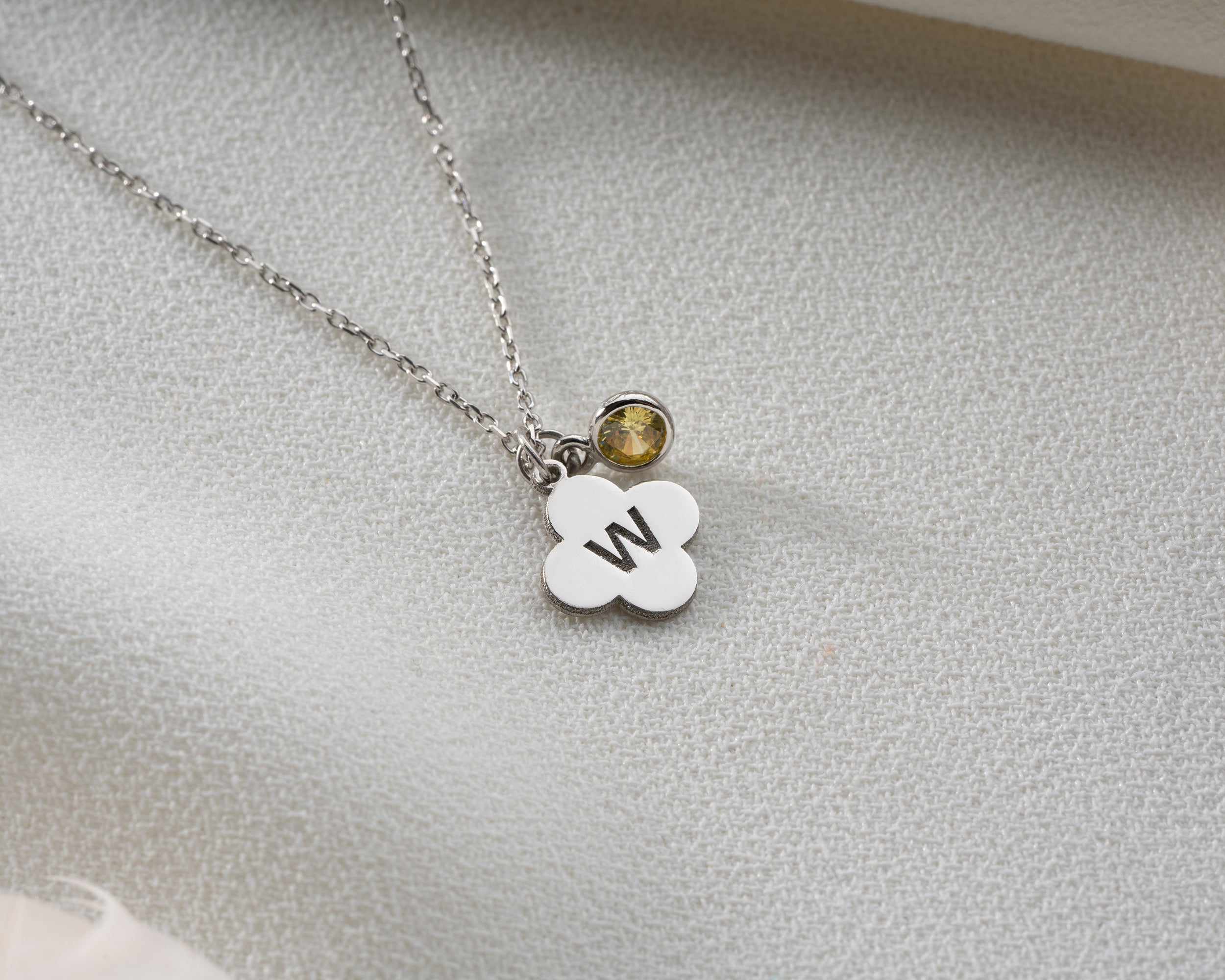 Clover Initial Birthstone Necklace