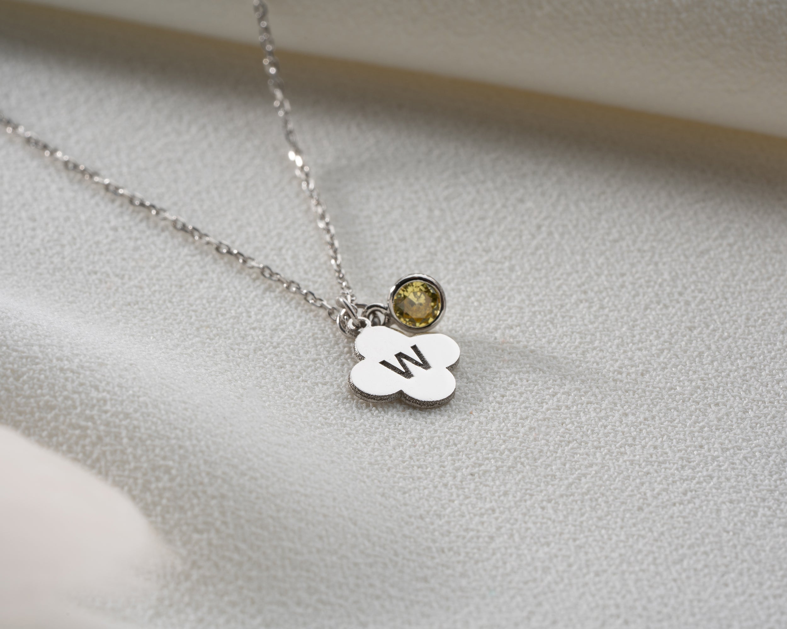 Clover Initial Birthstone Necklace