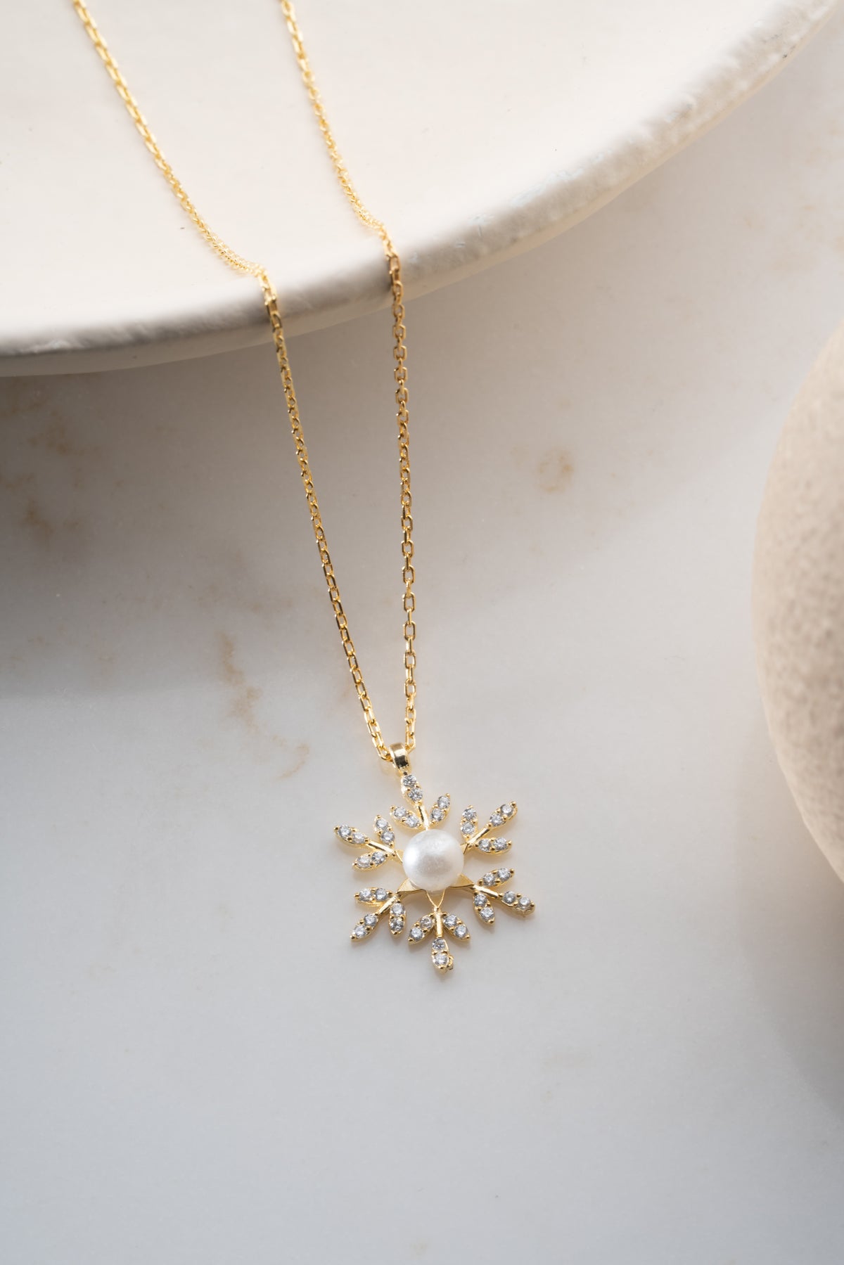 Pearl Snowflake Pendant Necklace