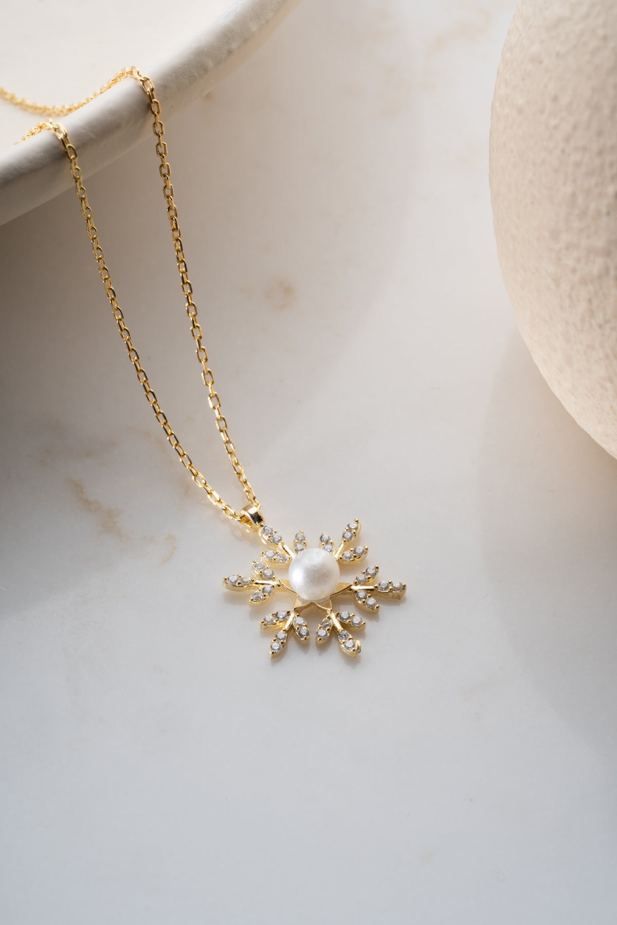 Pearl Snowflake Pendant Necklace