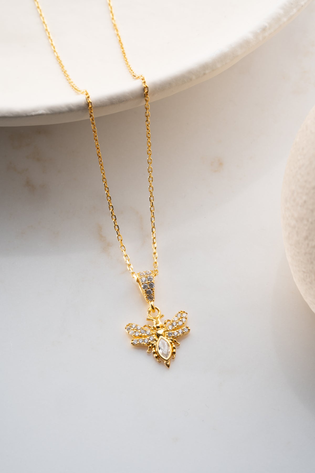 Pave Crystal Bee Pendant Necklace