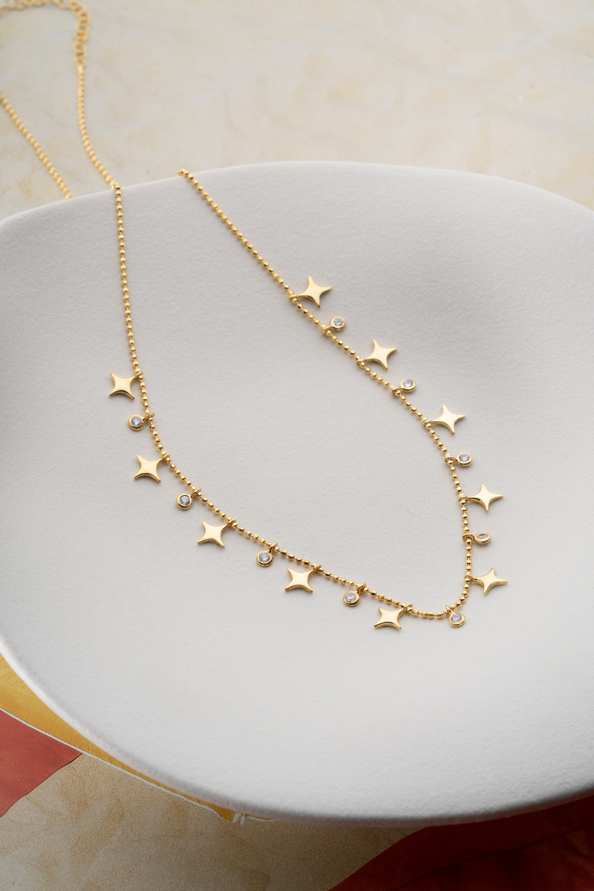 Star and Crystal Charm Necklace